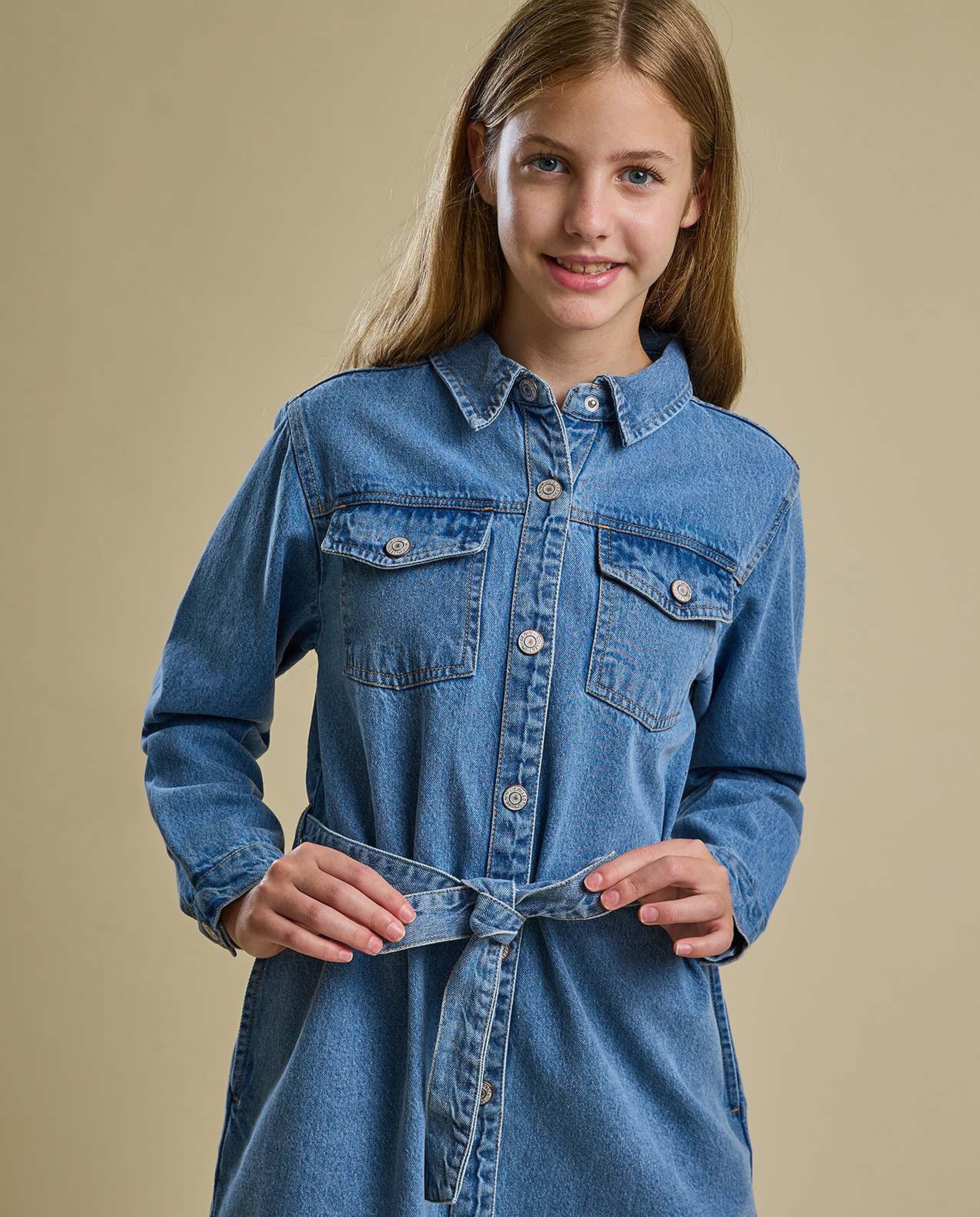 Washed Shirt Dress with Long Sleeves