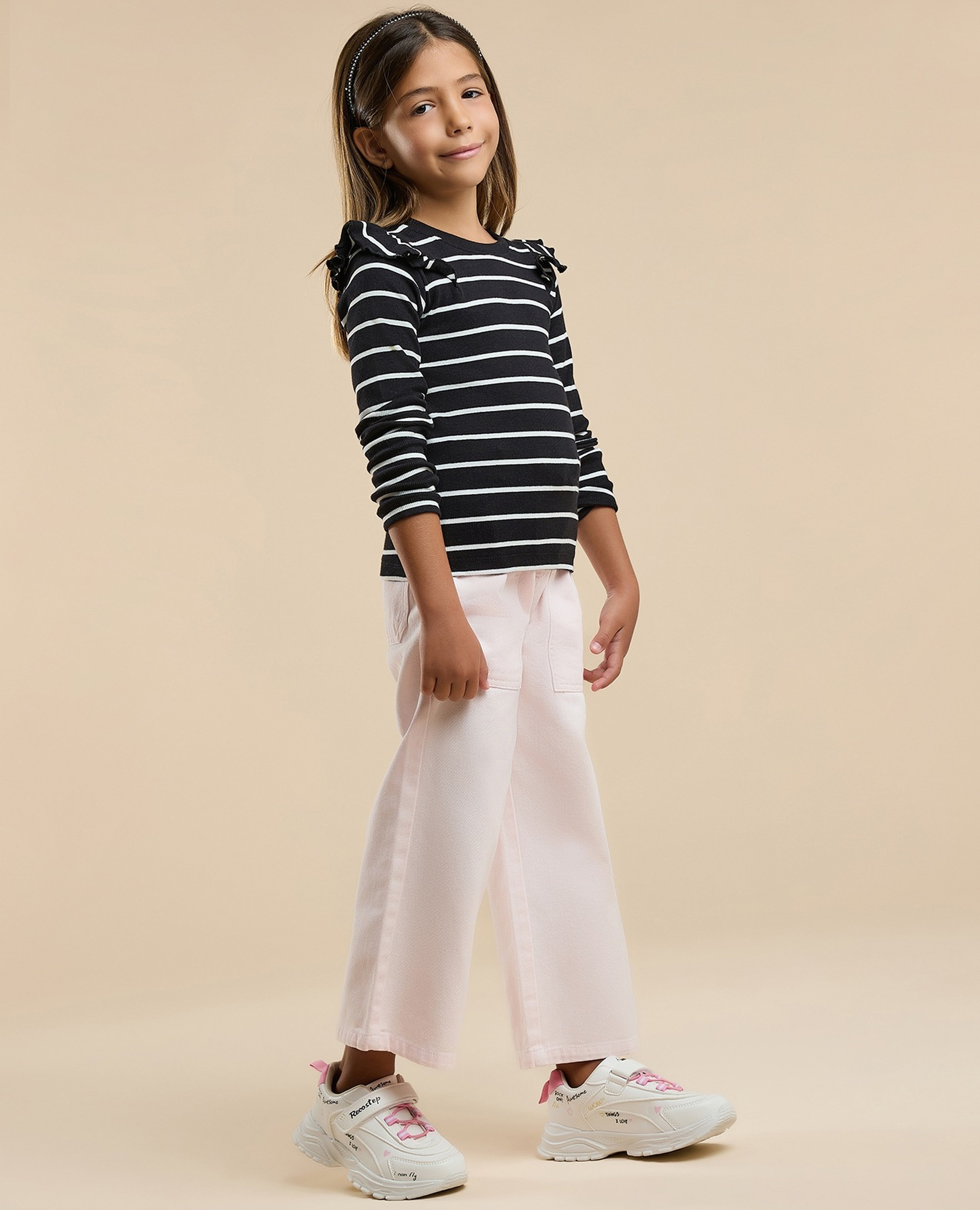 Solid Wide Leg Pants with Button Closure