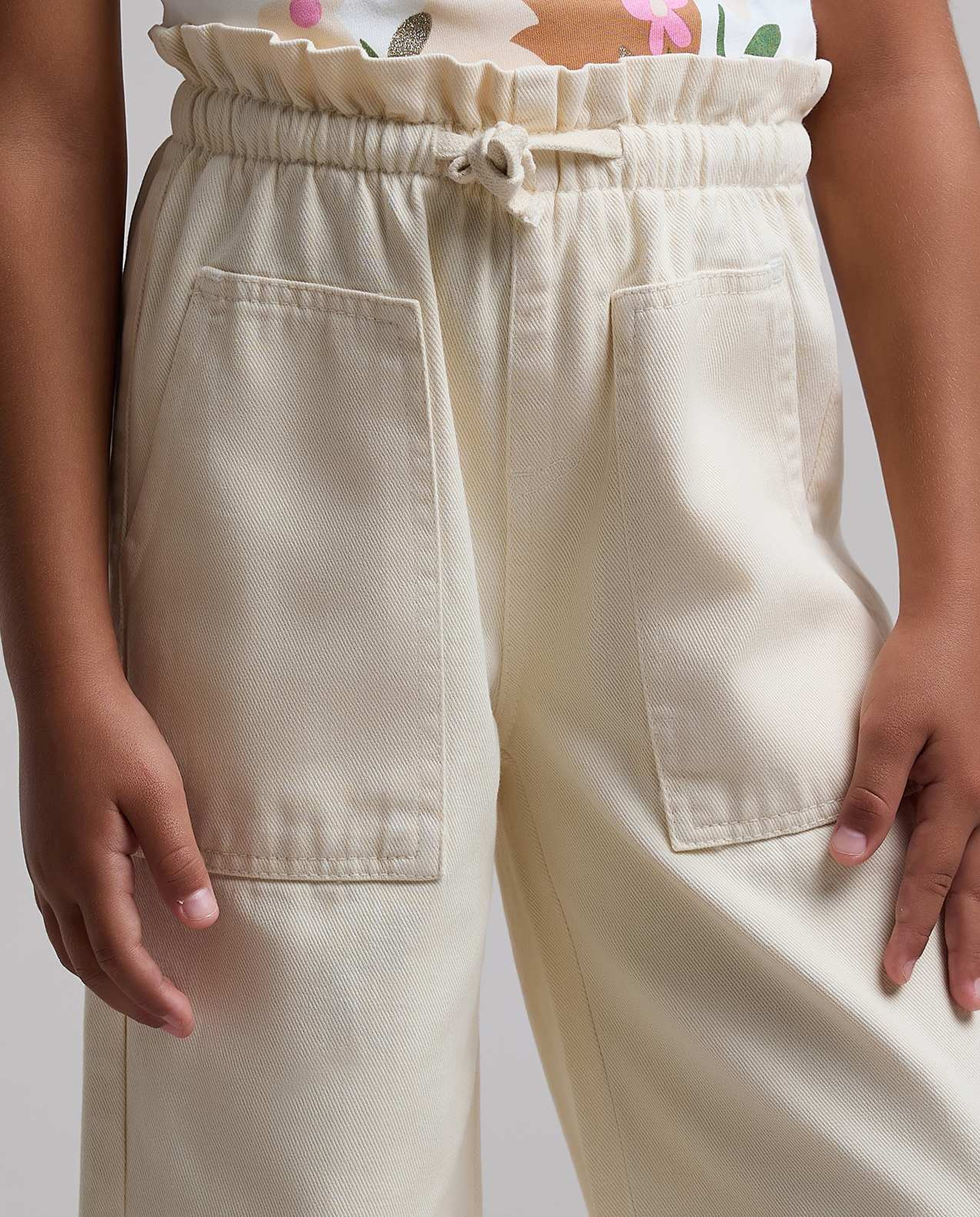 Solid Wide Leg Pants with Button Closure