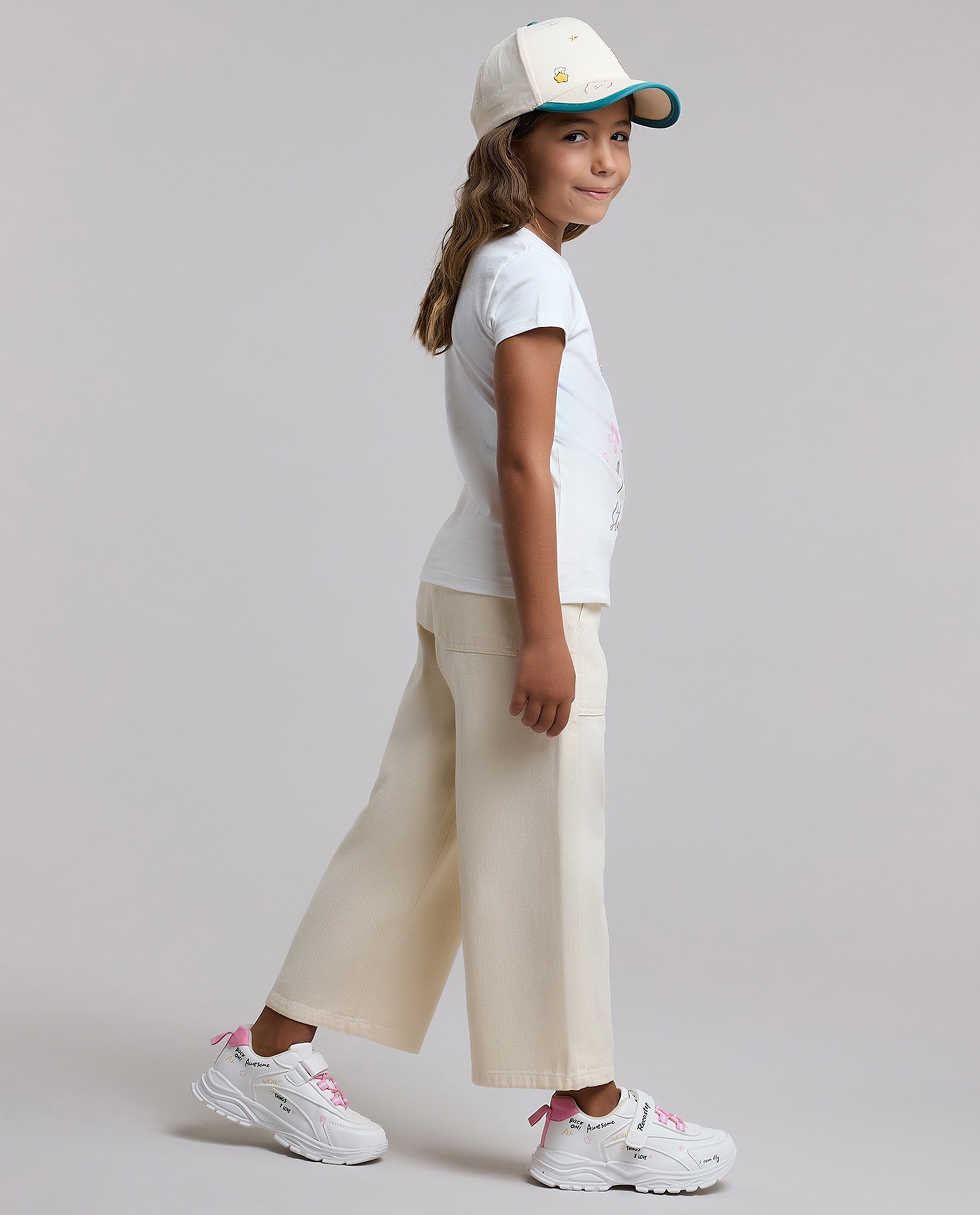 Solid Wide Leg Pants with Button Closure