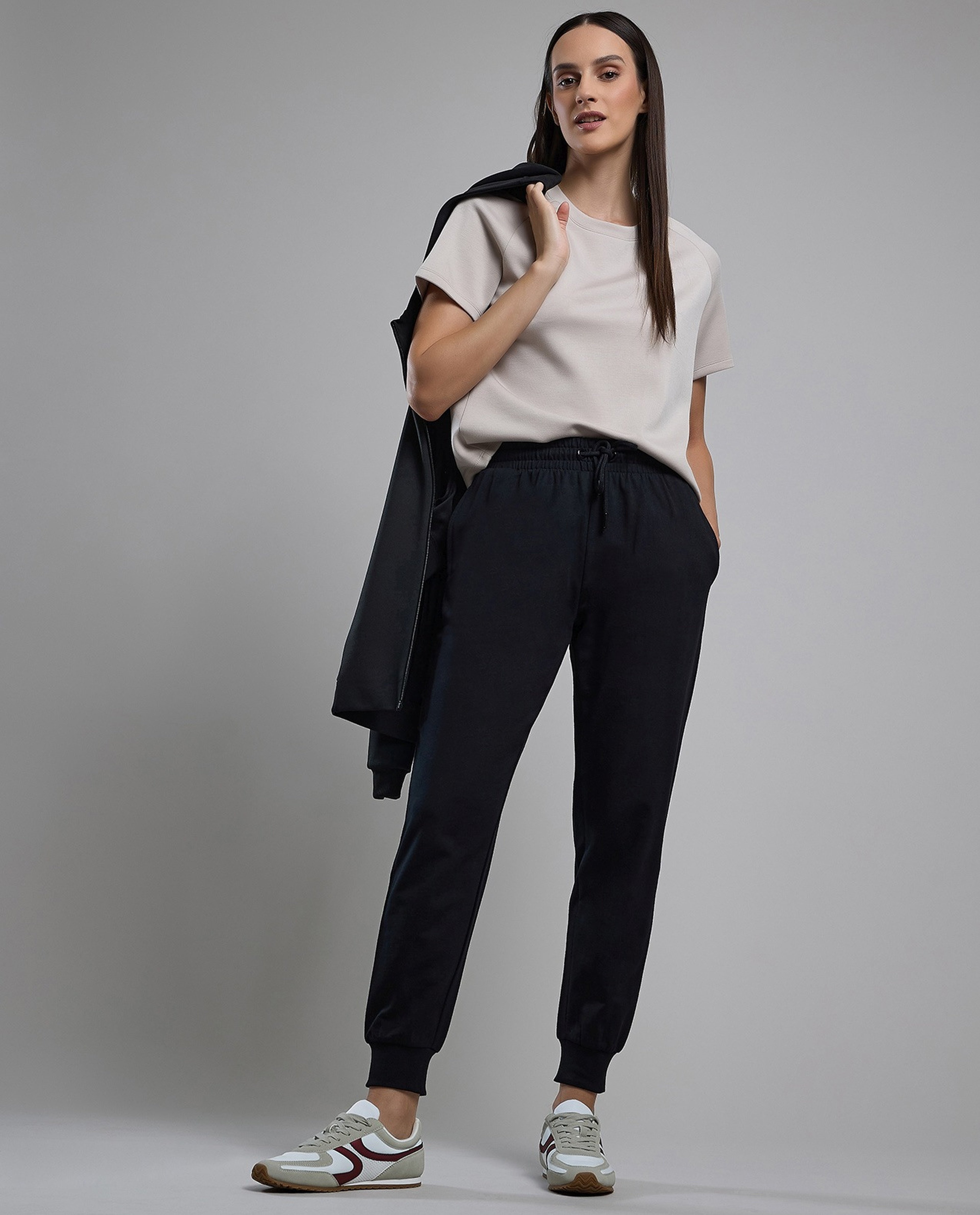 Solid Joggers with Drawstring Waist