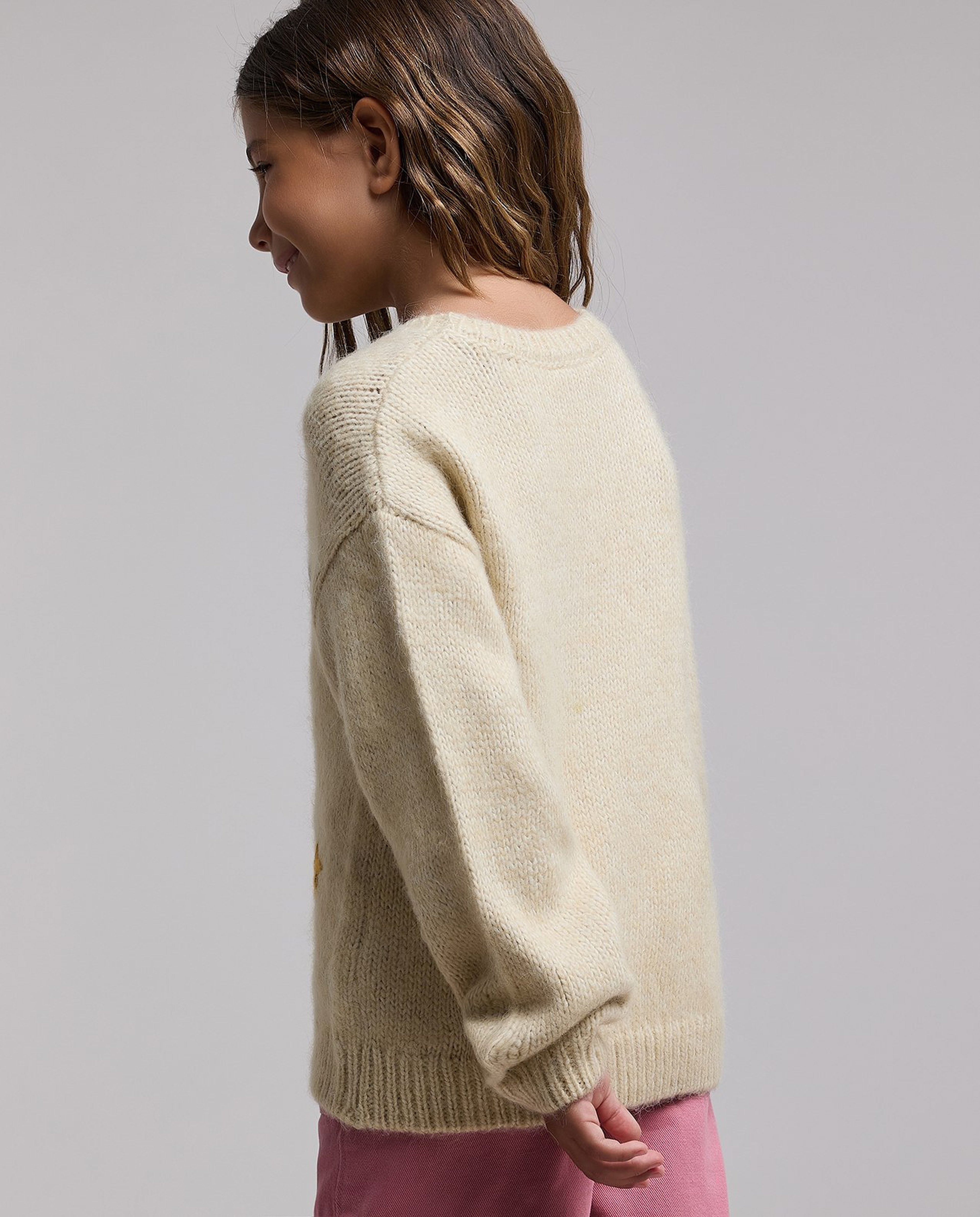 Embroidered Sweater with Crew Neck and Long Sleeves