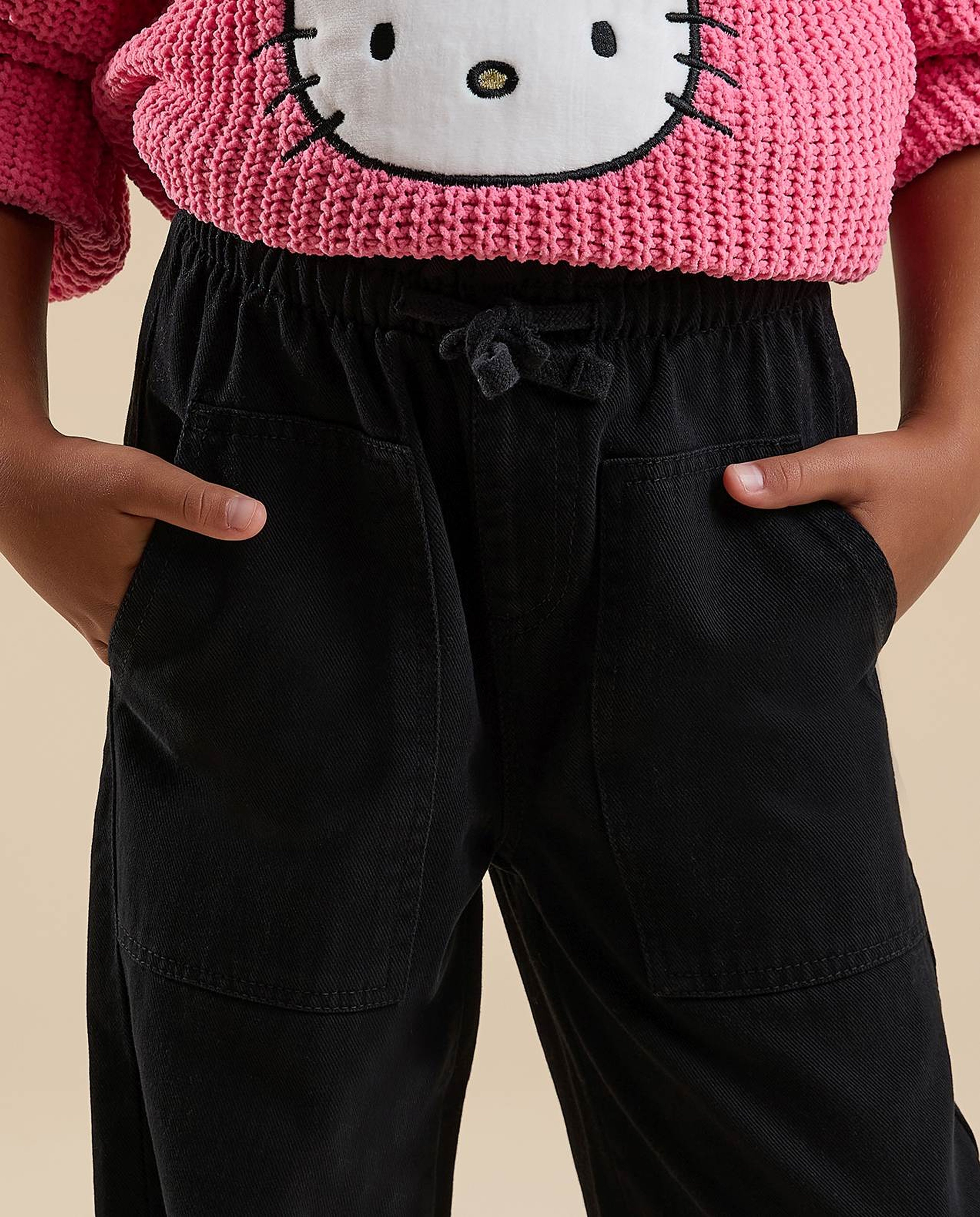 Solid Wide Leg Pants with Button Closure