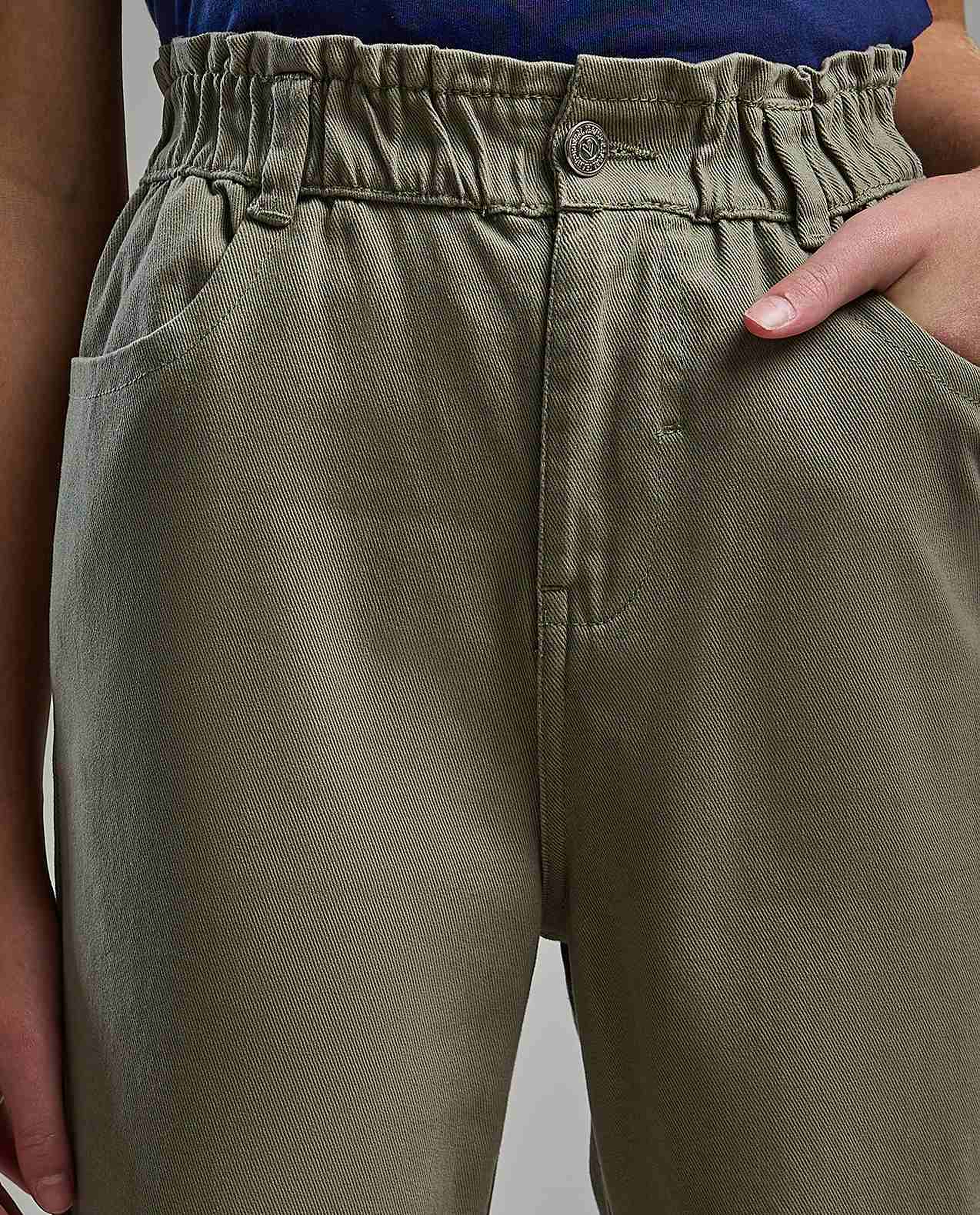 Solid Woven Pants with Button Closure