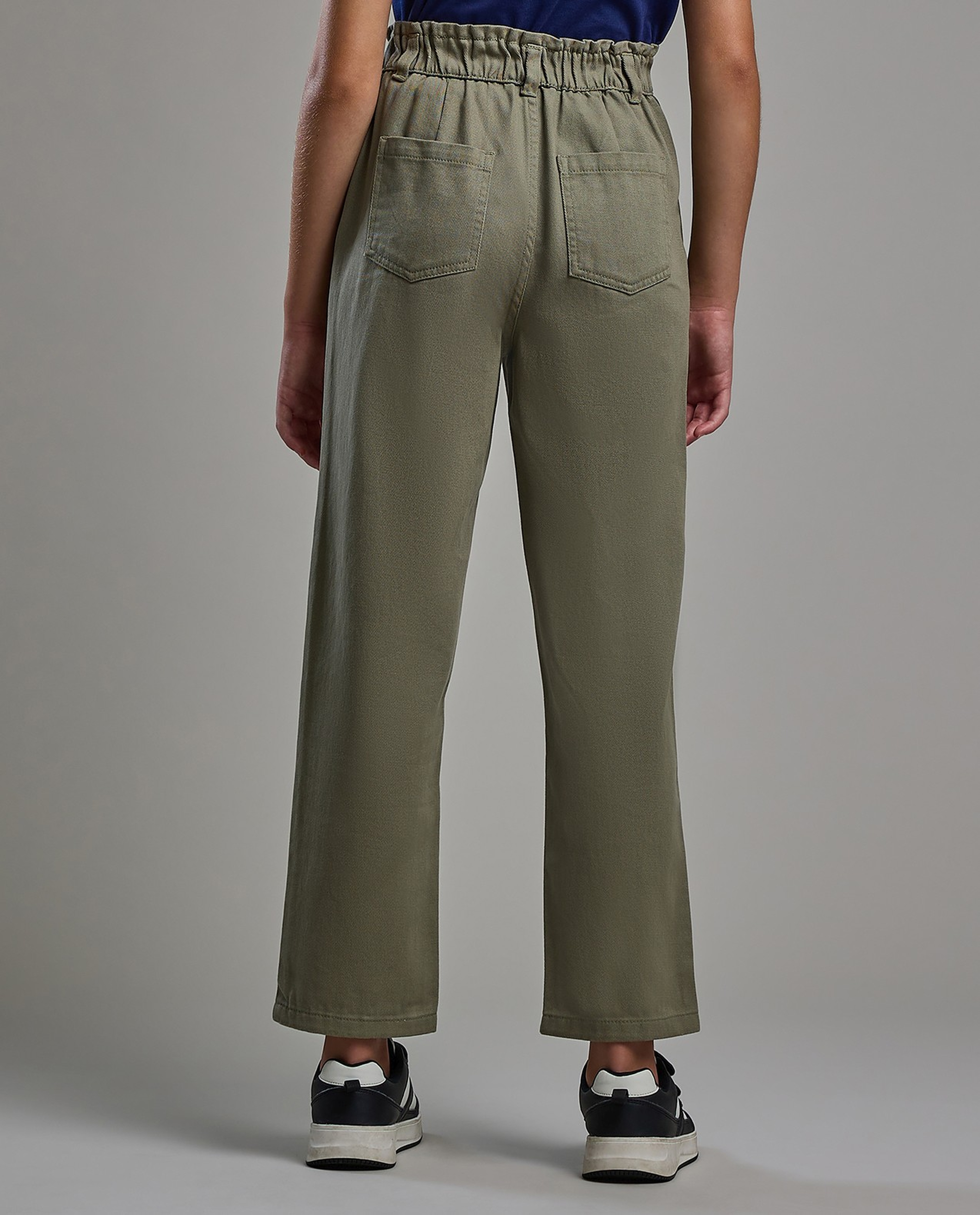 Solid Woven Pants with Button Closure