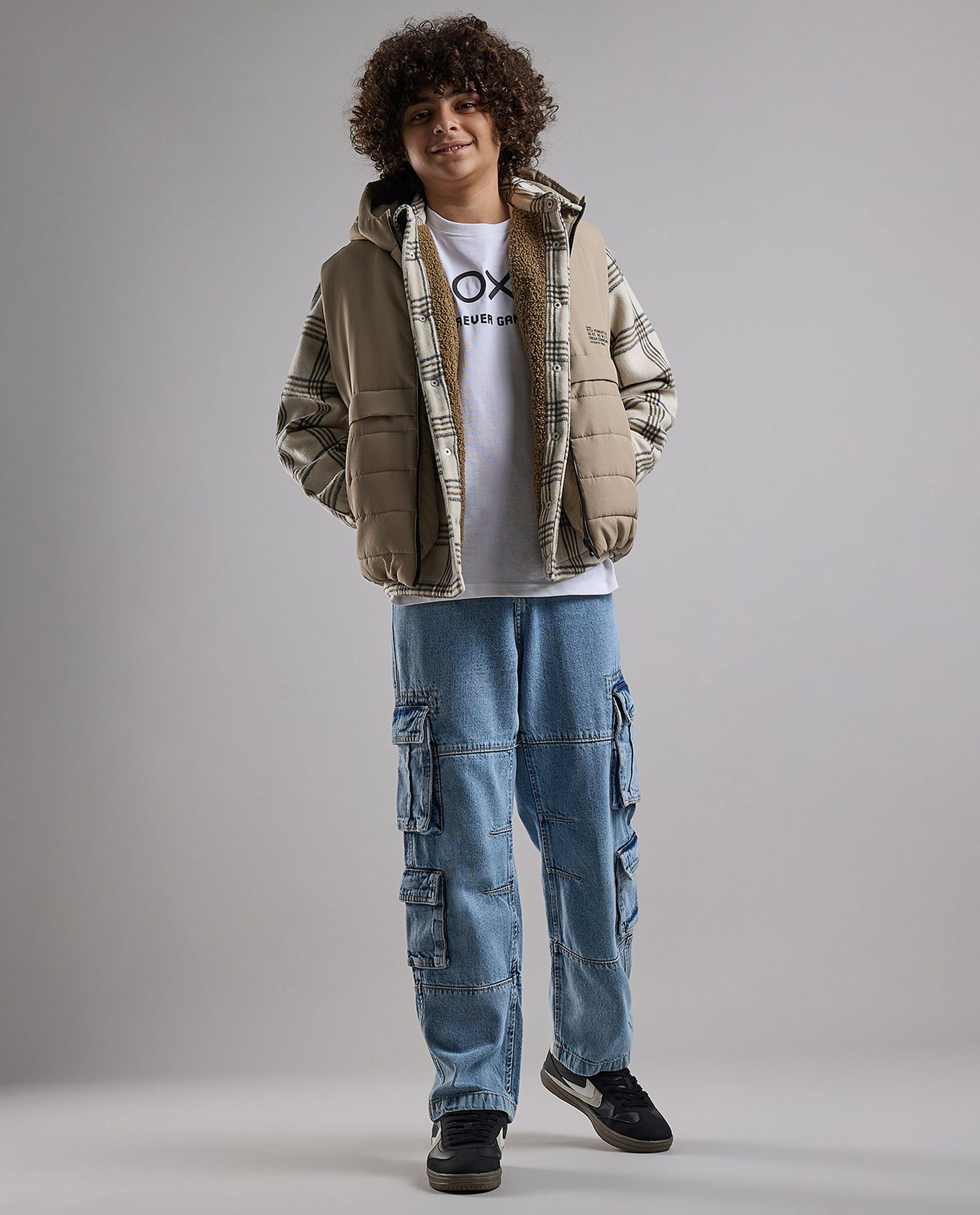 Plaid Shacket with Shirt Collar and Long Sleeves