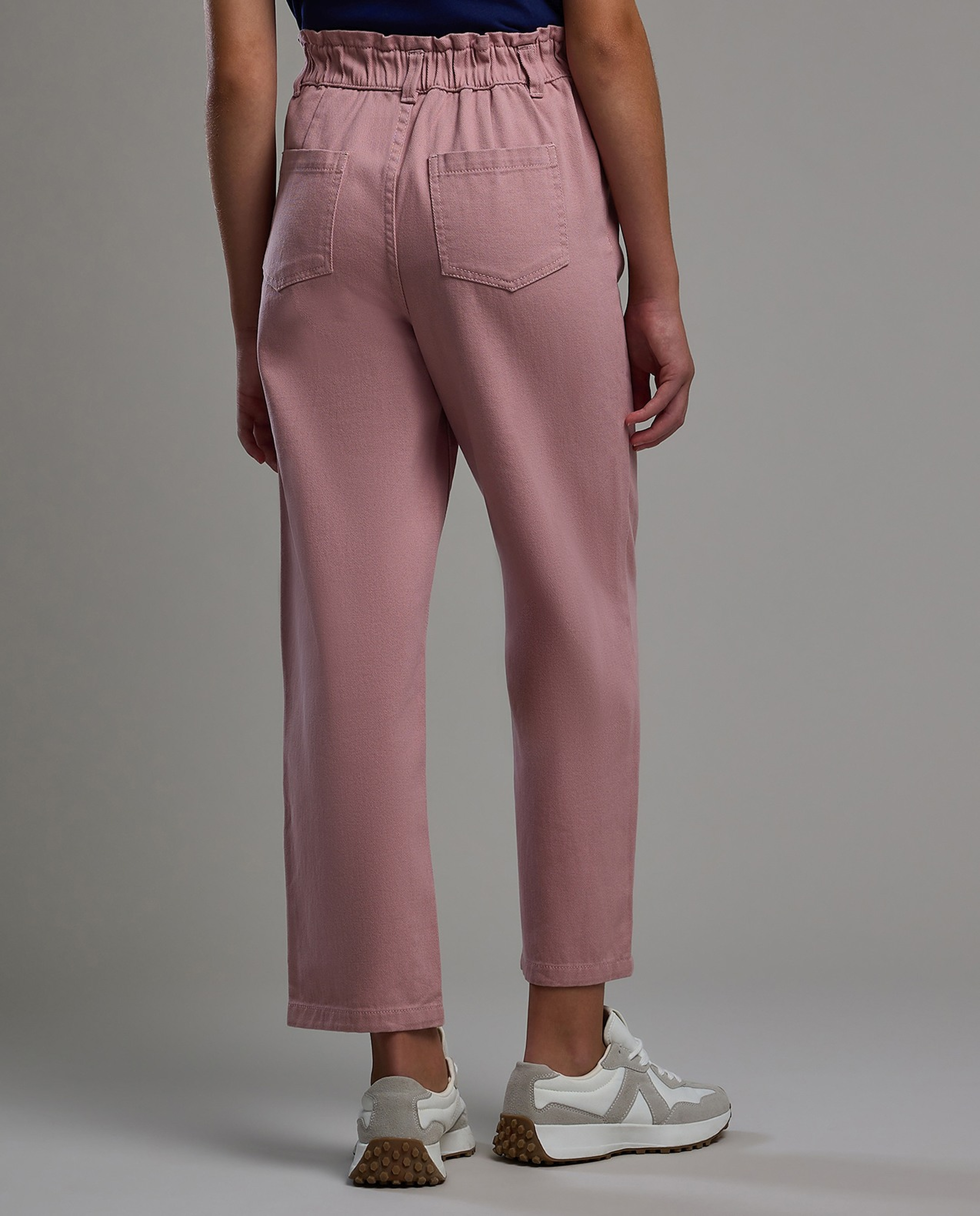 Solid Woven Pants with Button Closure