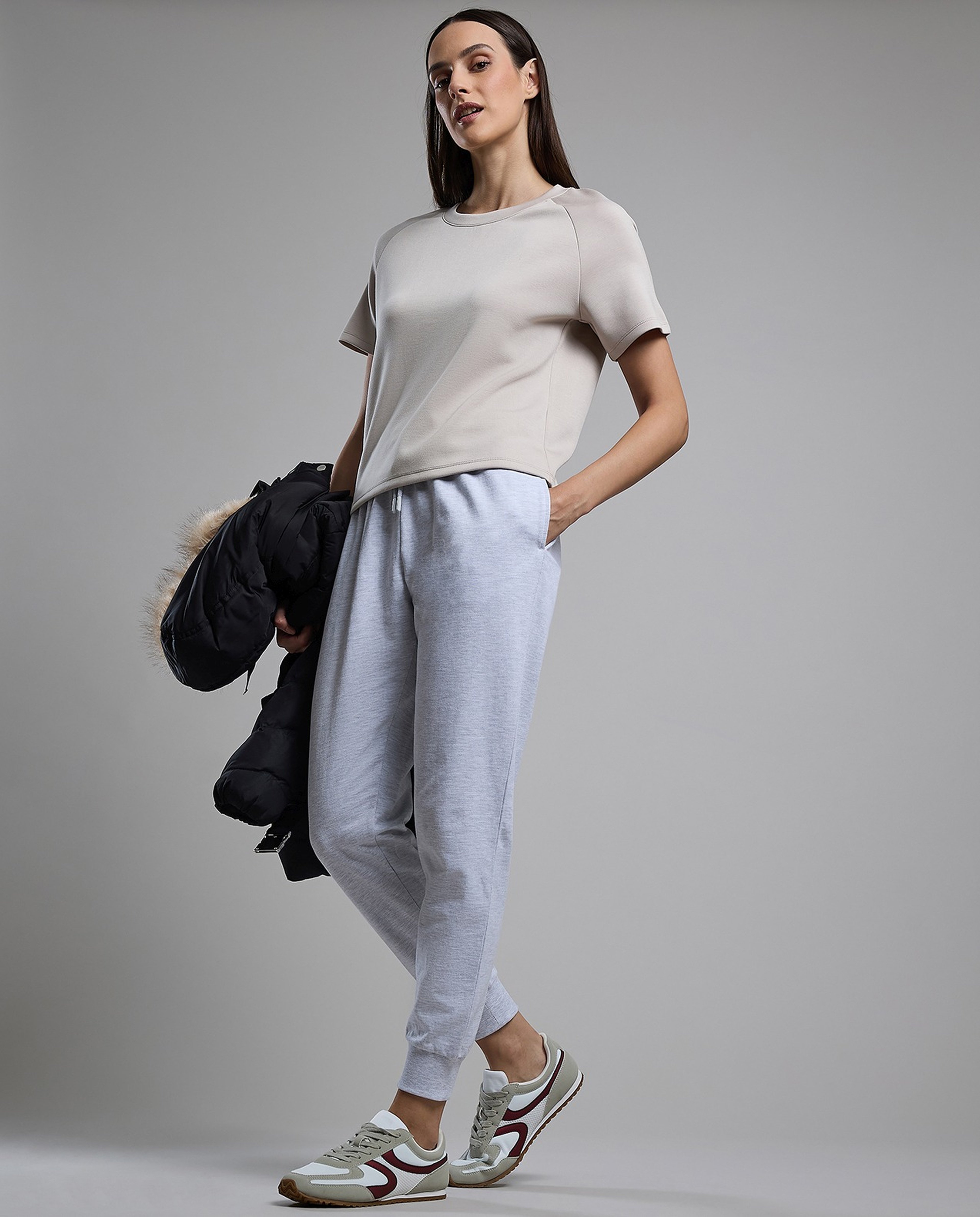 Solid Joggers with Drawstring Waist