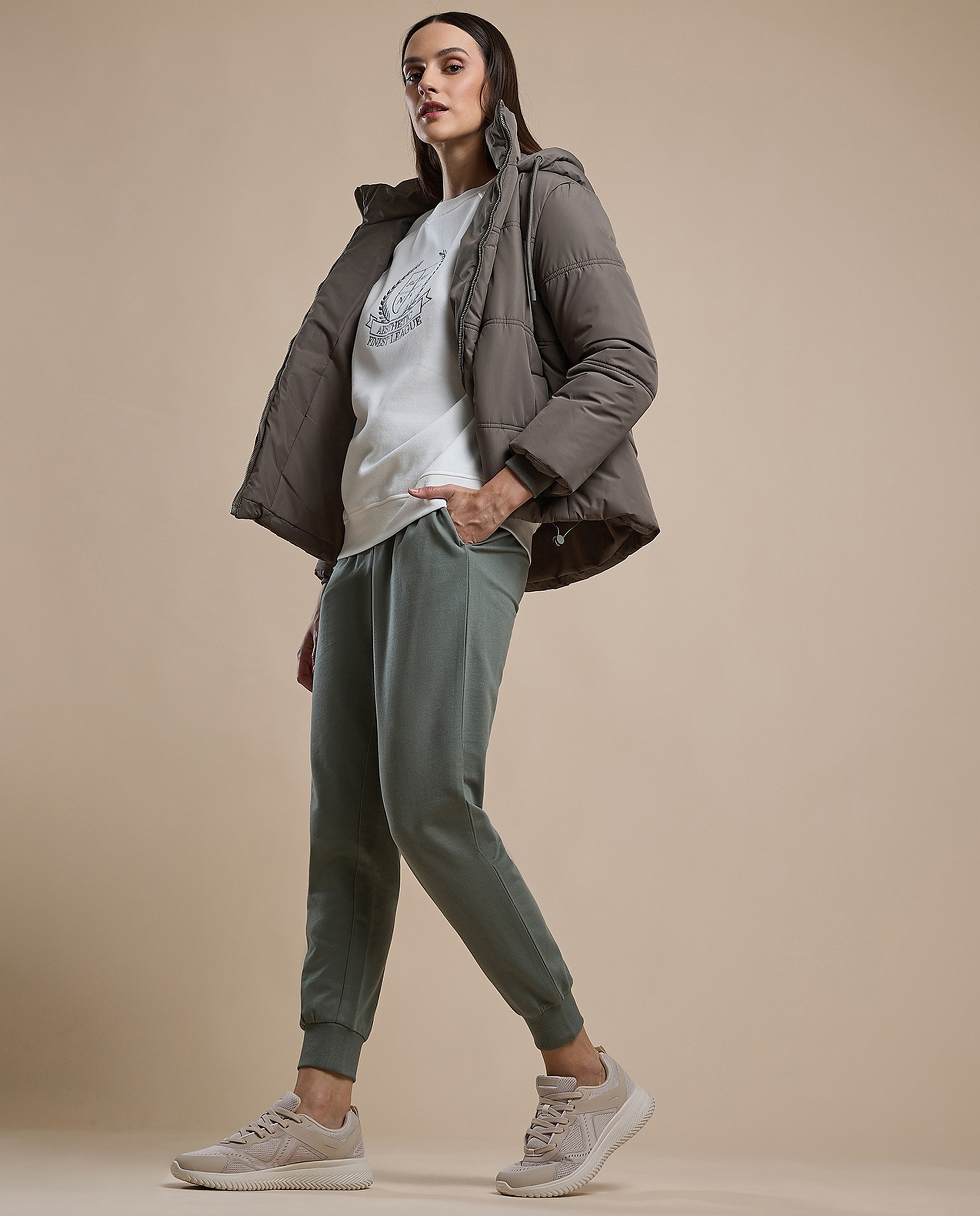 Solid Joggers with Drawstring Waist