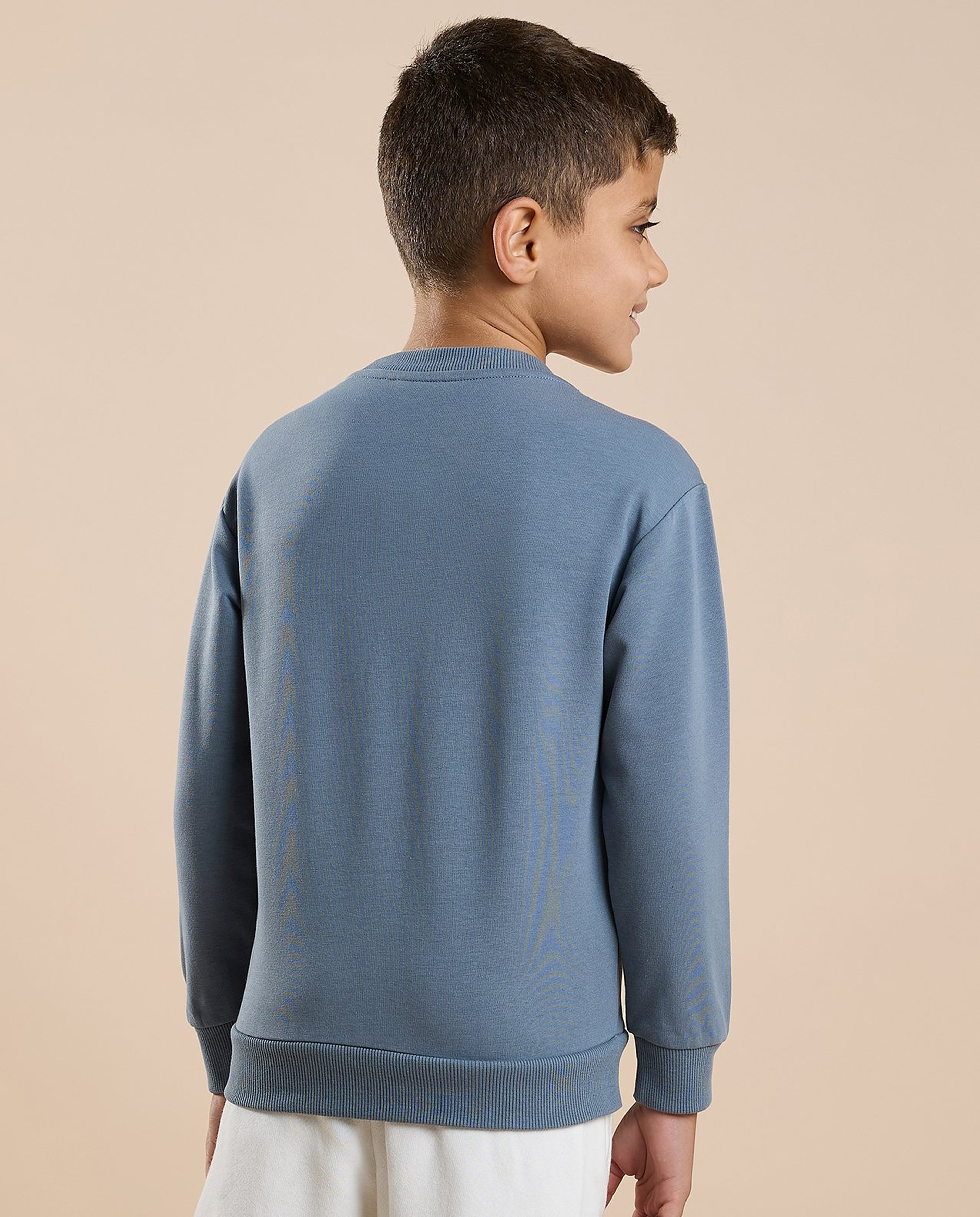 Embossed Sweatshirt with Crew Neck and Long Sleeves