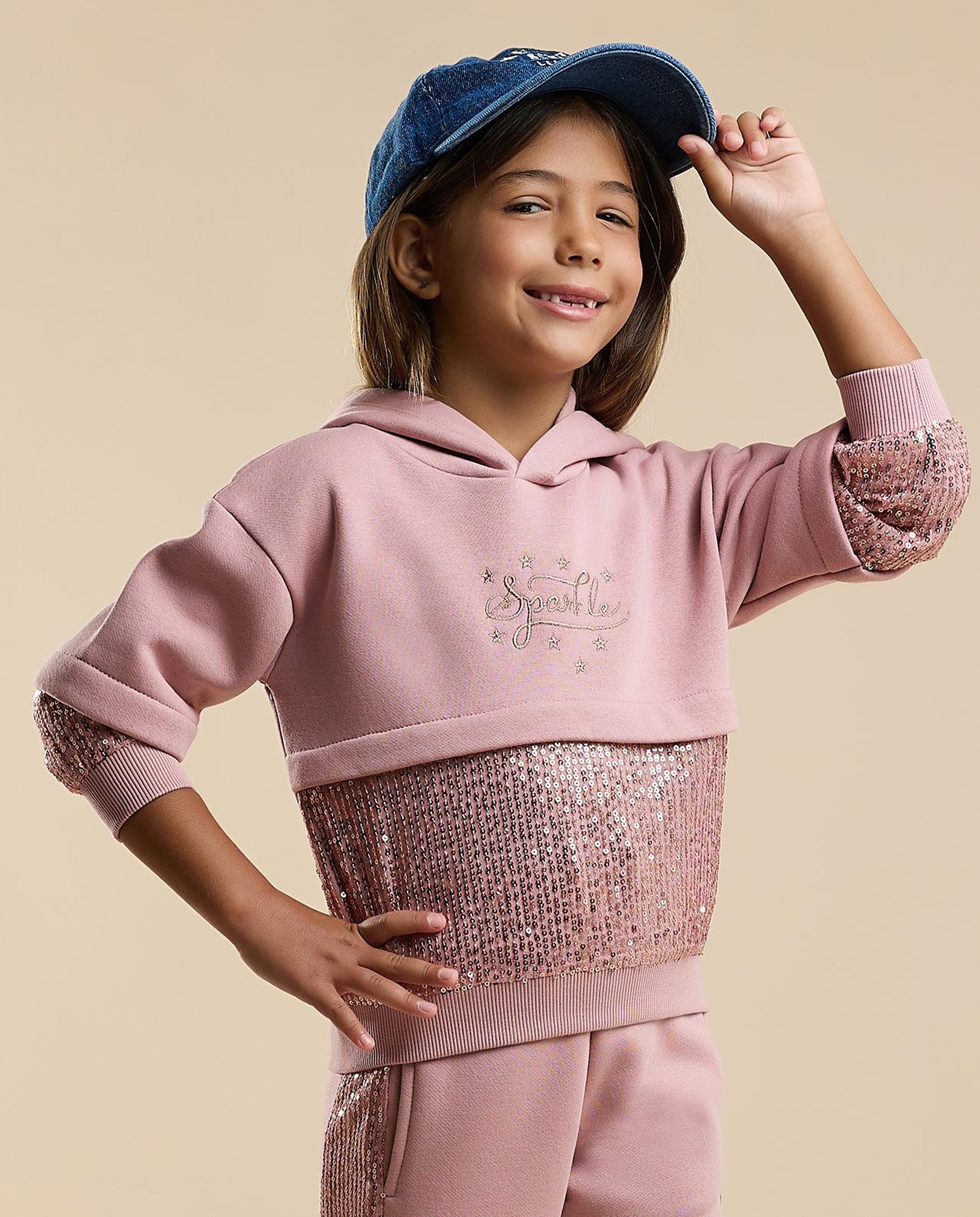 Sequined Hooded Clothing Set