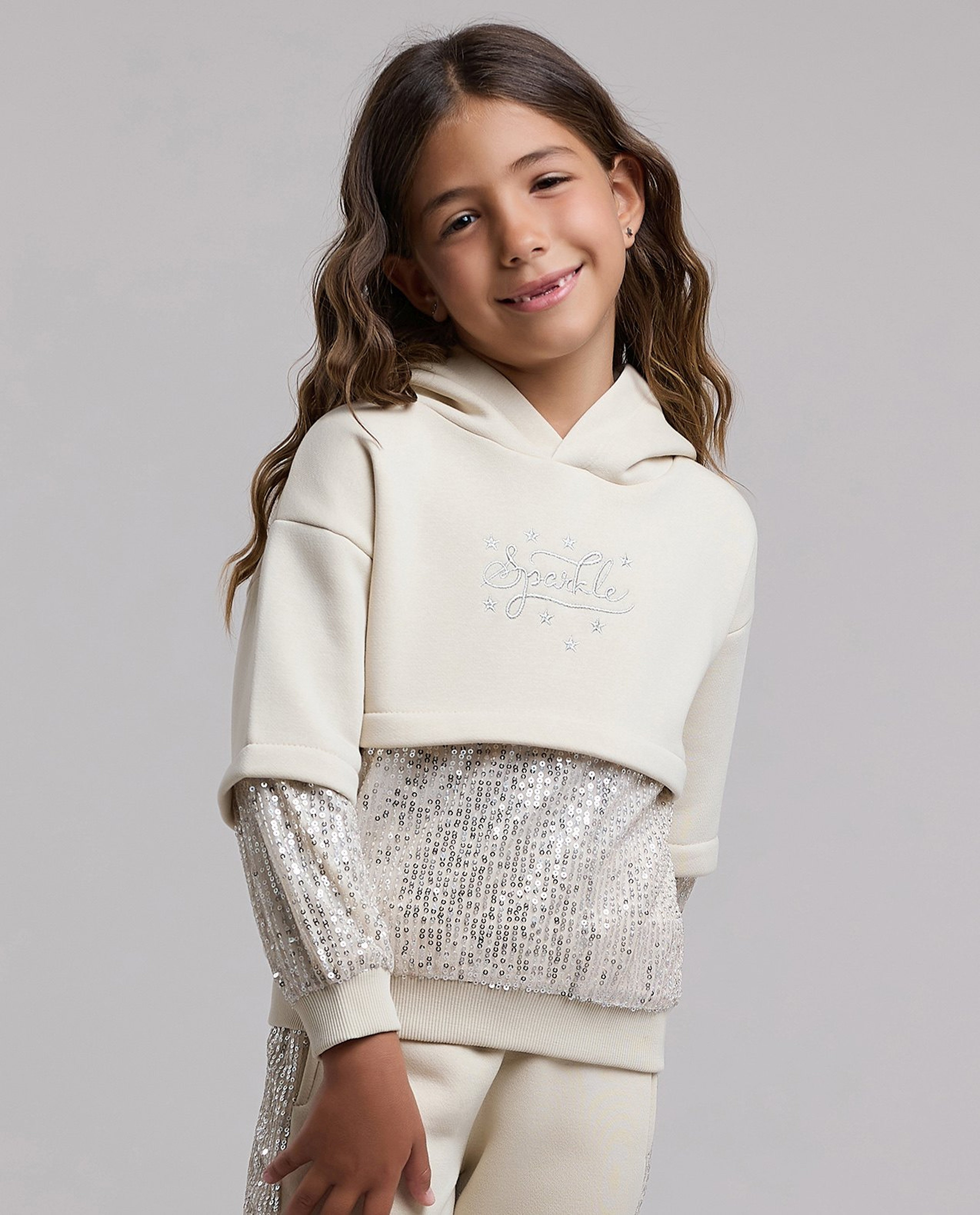 Sequined Hooded Clothing Set