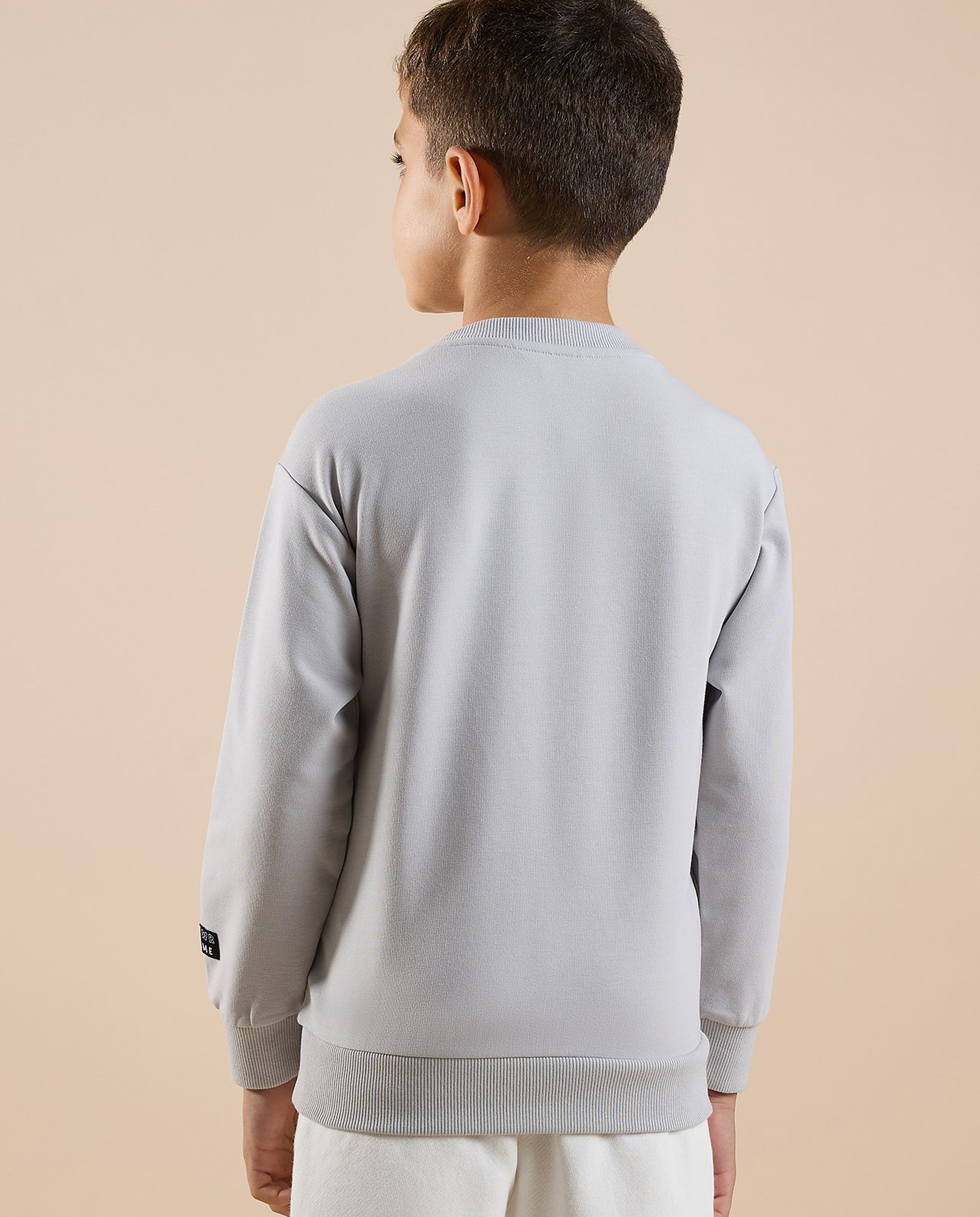 Embossed Sweatshirt with Crew Neck and Long Sleeves