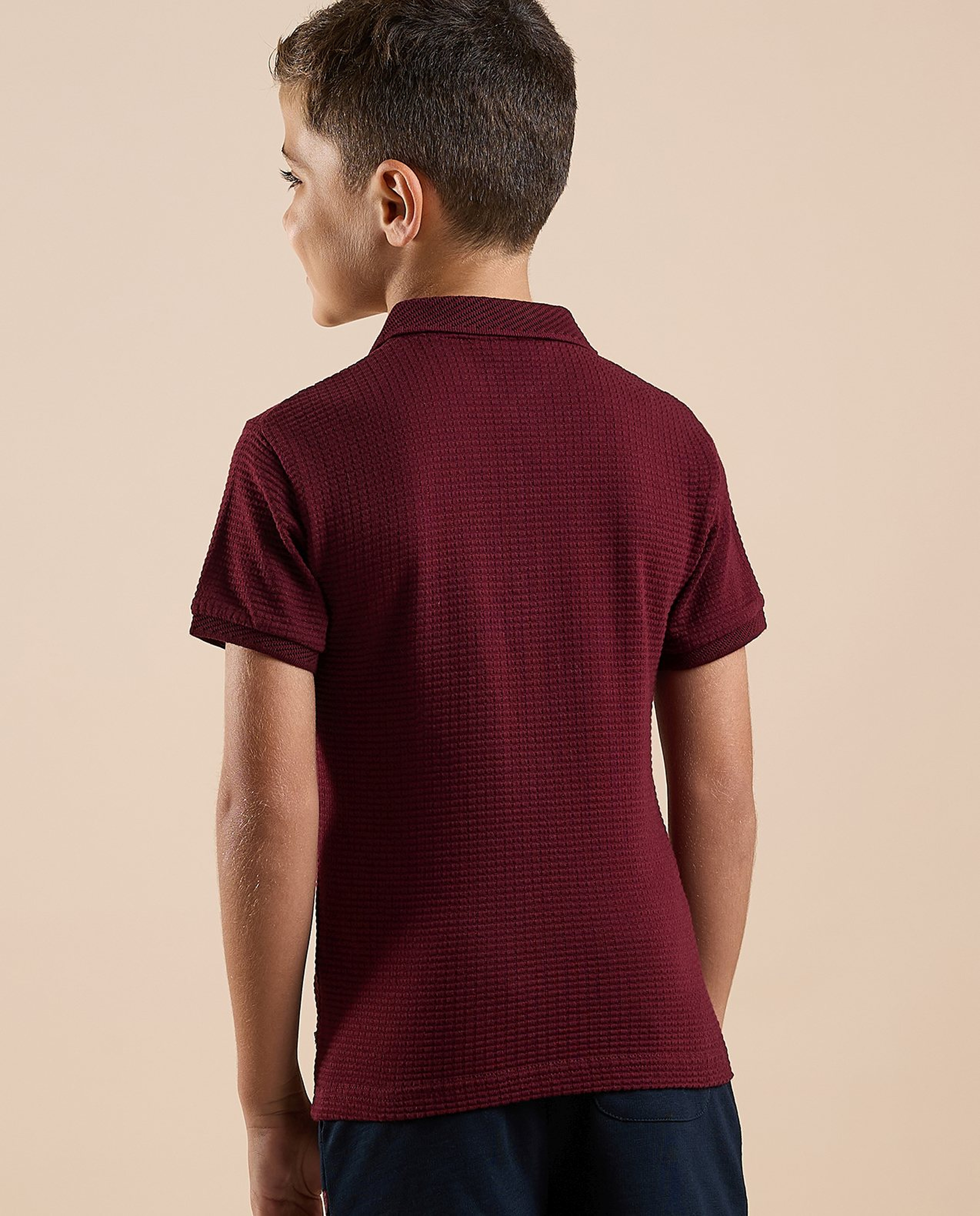 Textured Polo T-Shirt with Short Sleeves