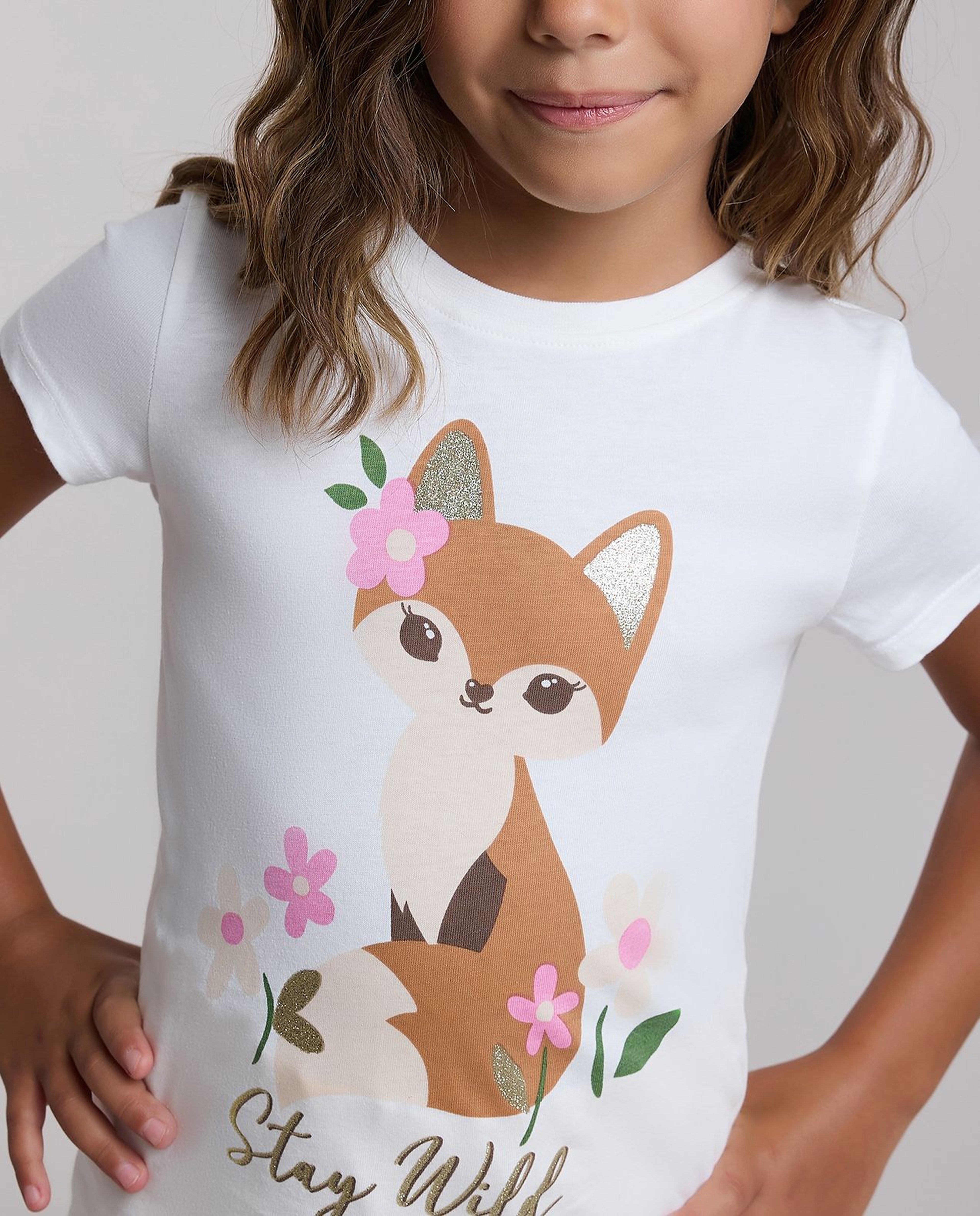 Printed T-Shirt with Crew Neck and Short Sleeves