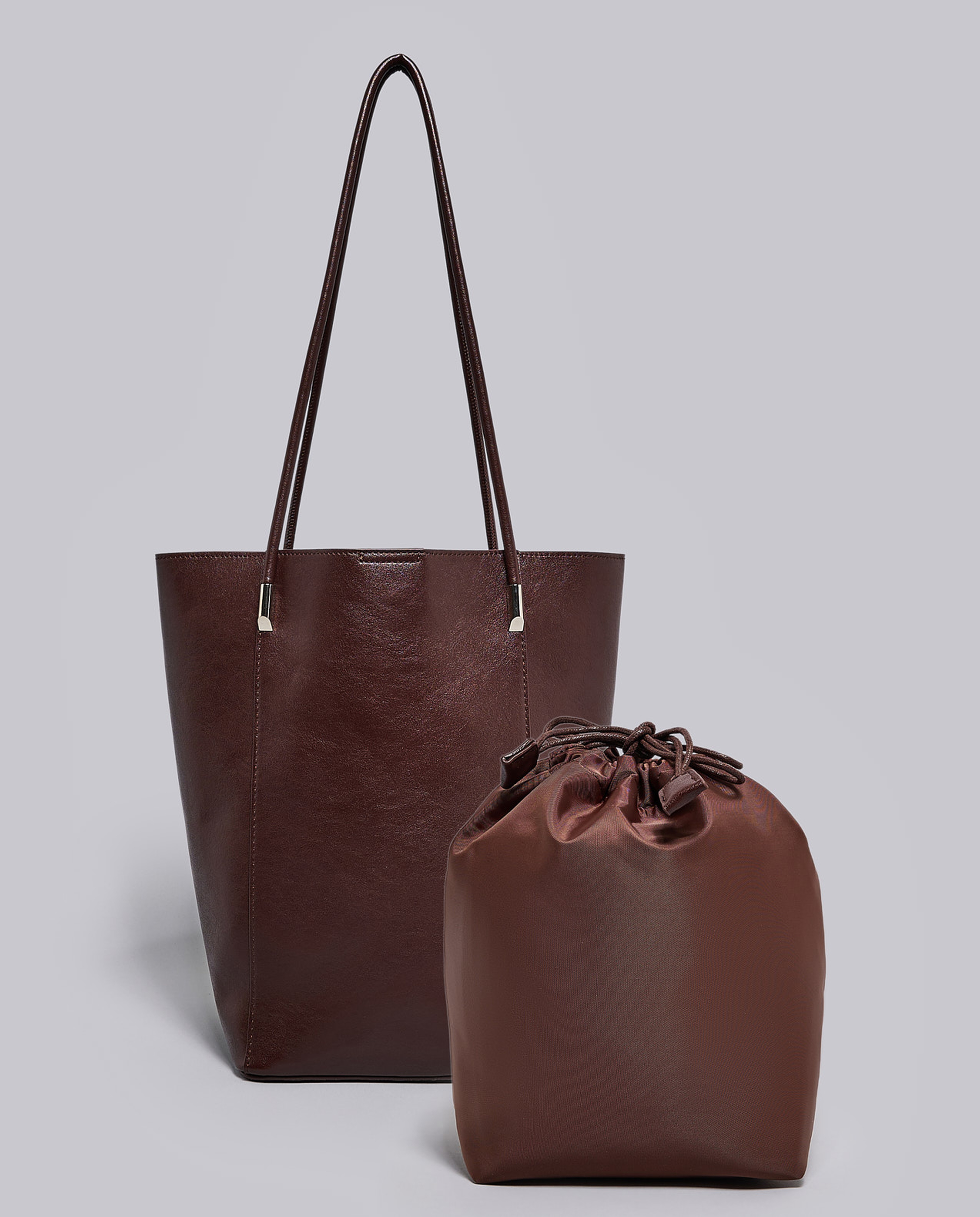 Textured Shoulder Bag with Drawstring Pouch