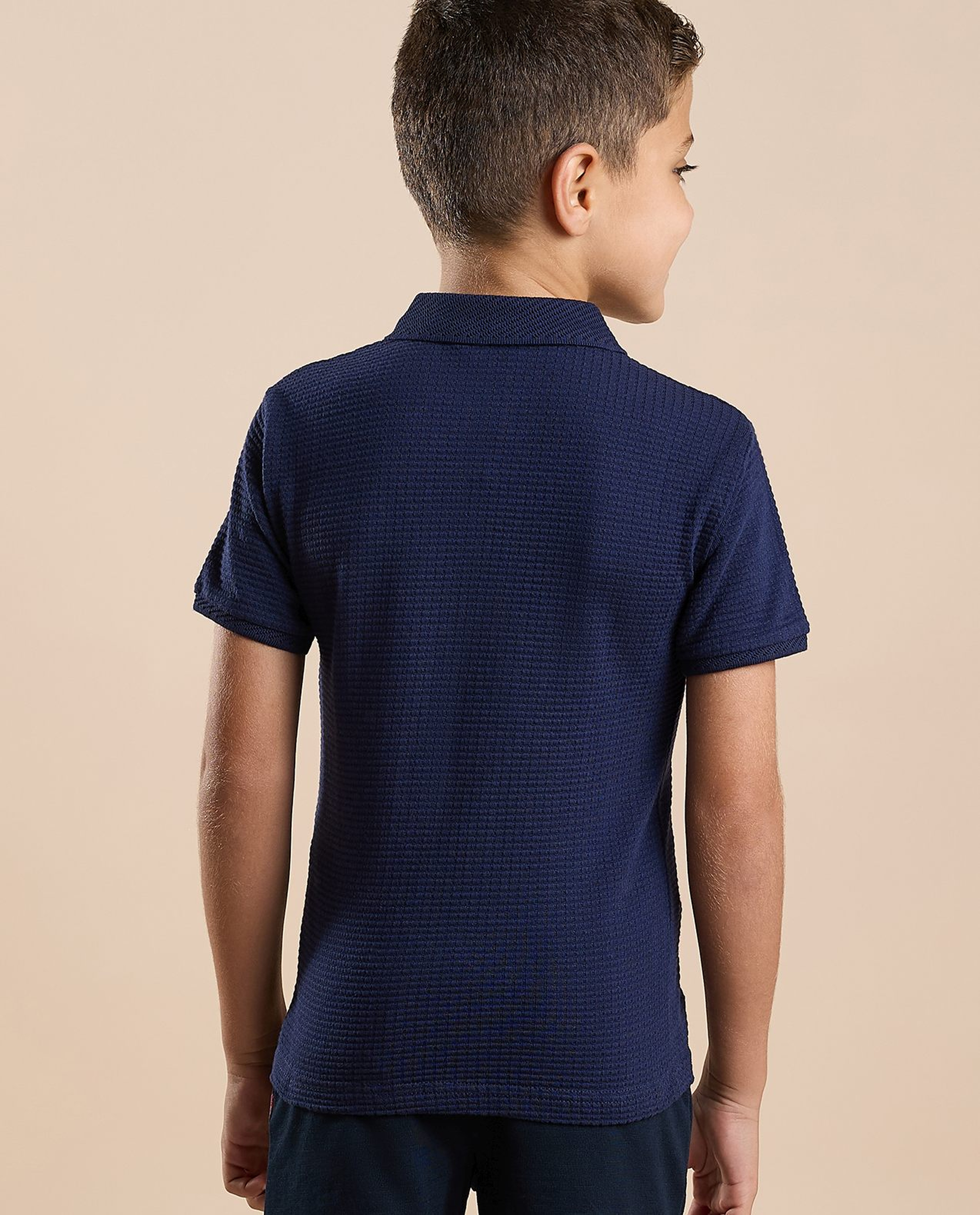 Textured Polo T-Shirt with Short Sleeves