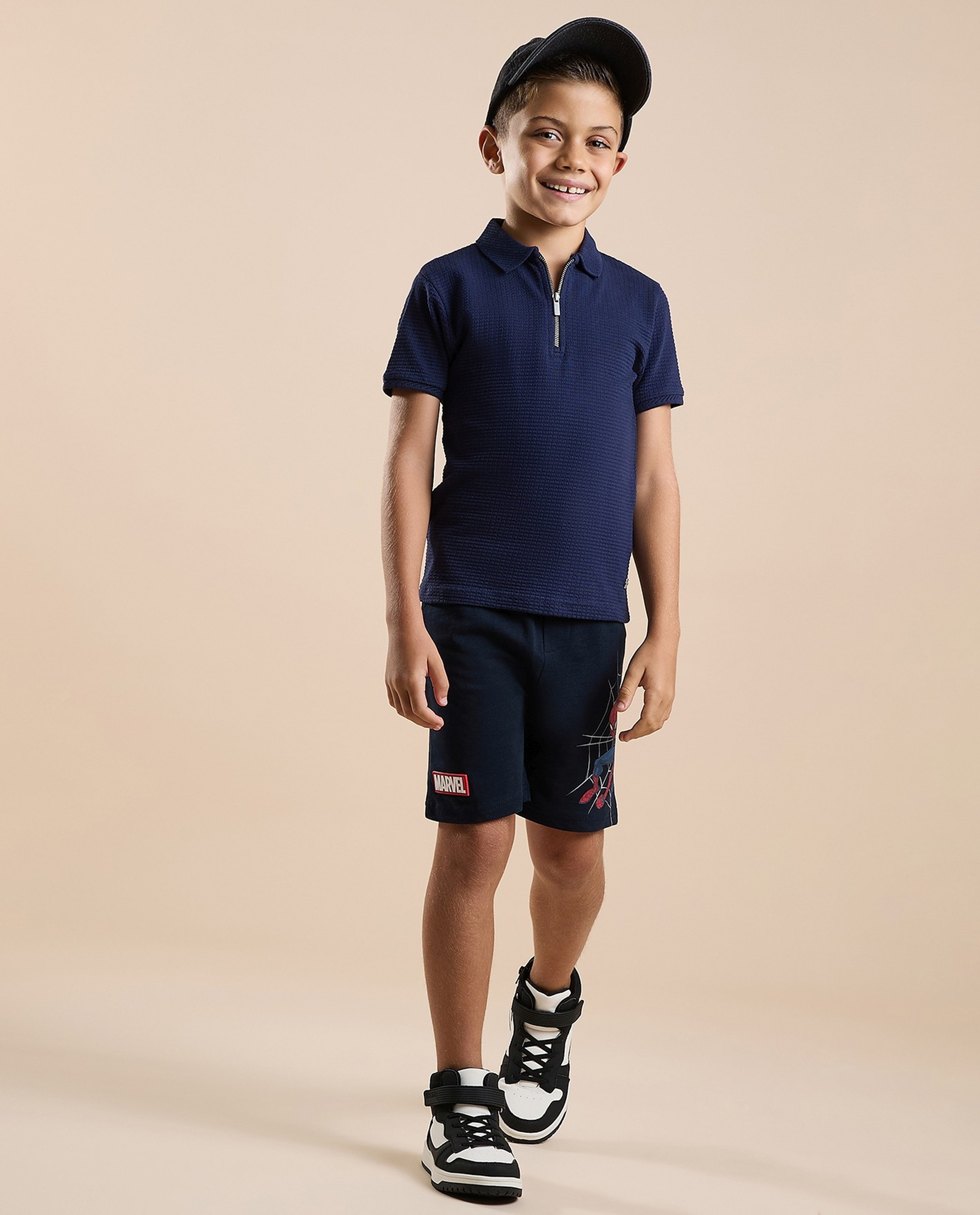 Textured Polo T-Shirt with Short Sleeves