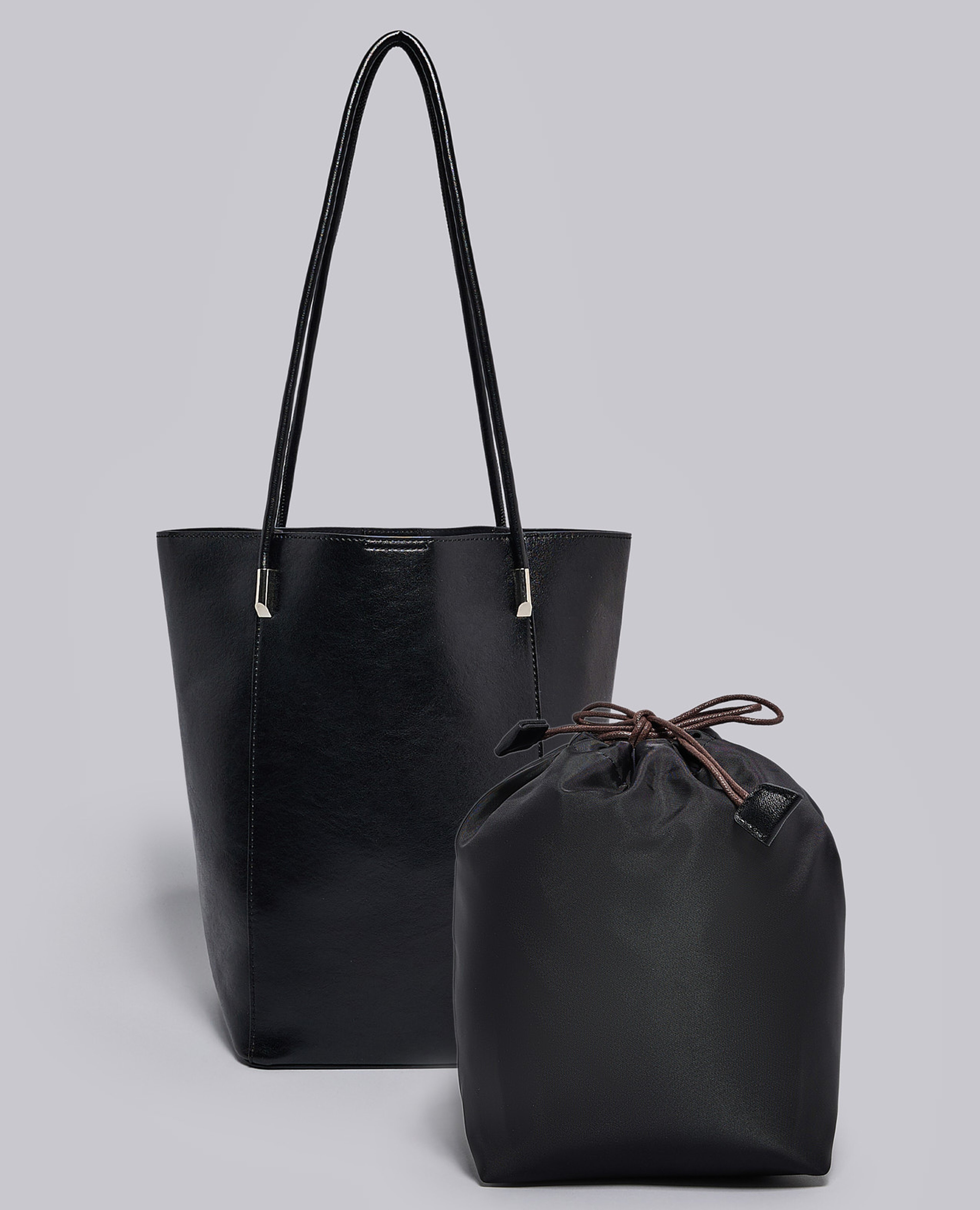 Textured Shoulder Bag with Drawstring Pouch