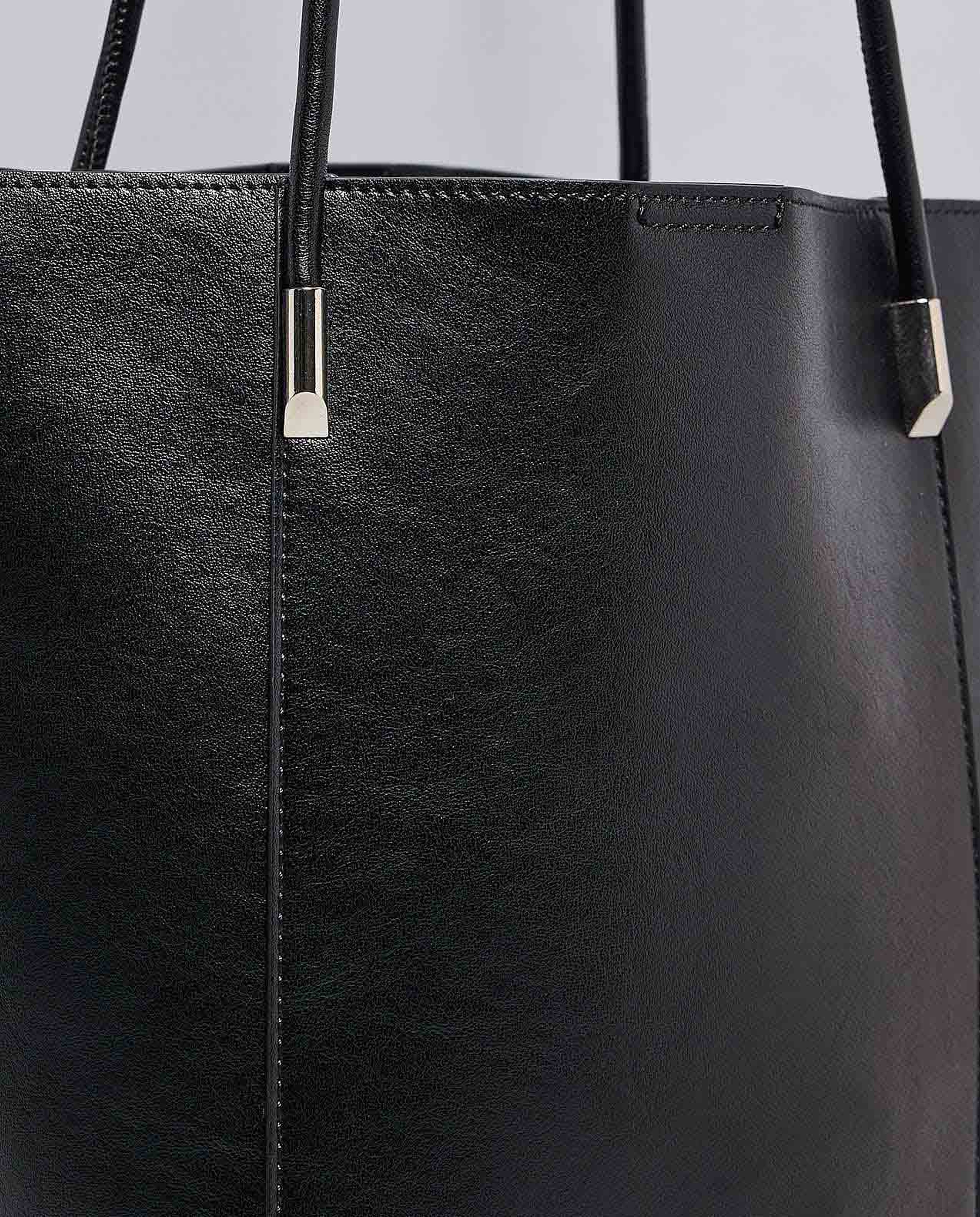 Textured Shoulder Bag with Drawstring Pouch