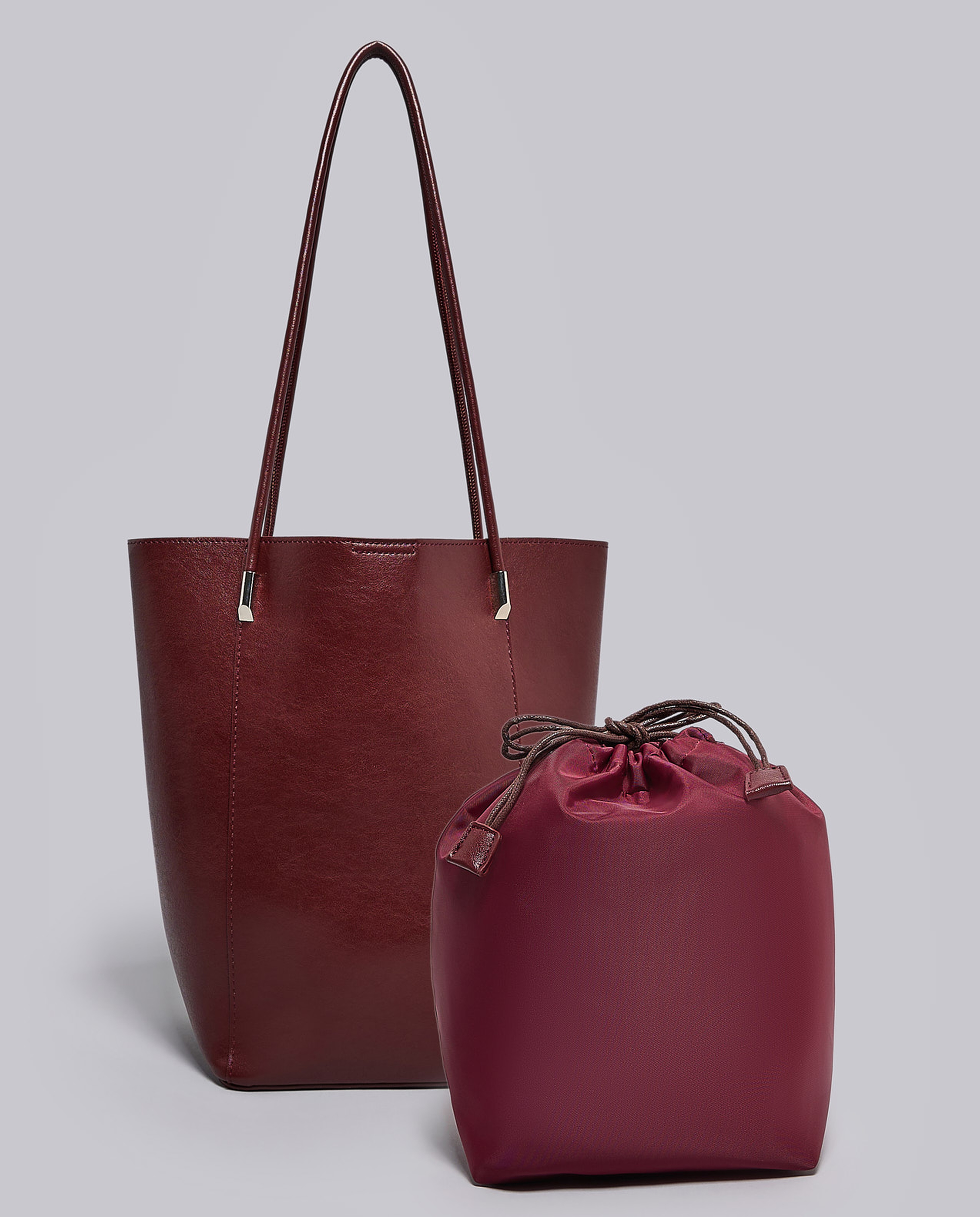 Textured Shoulder Bag with Drawstring Pouch