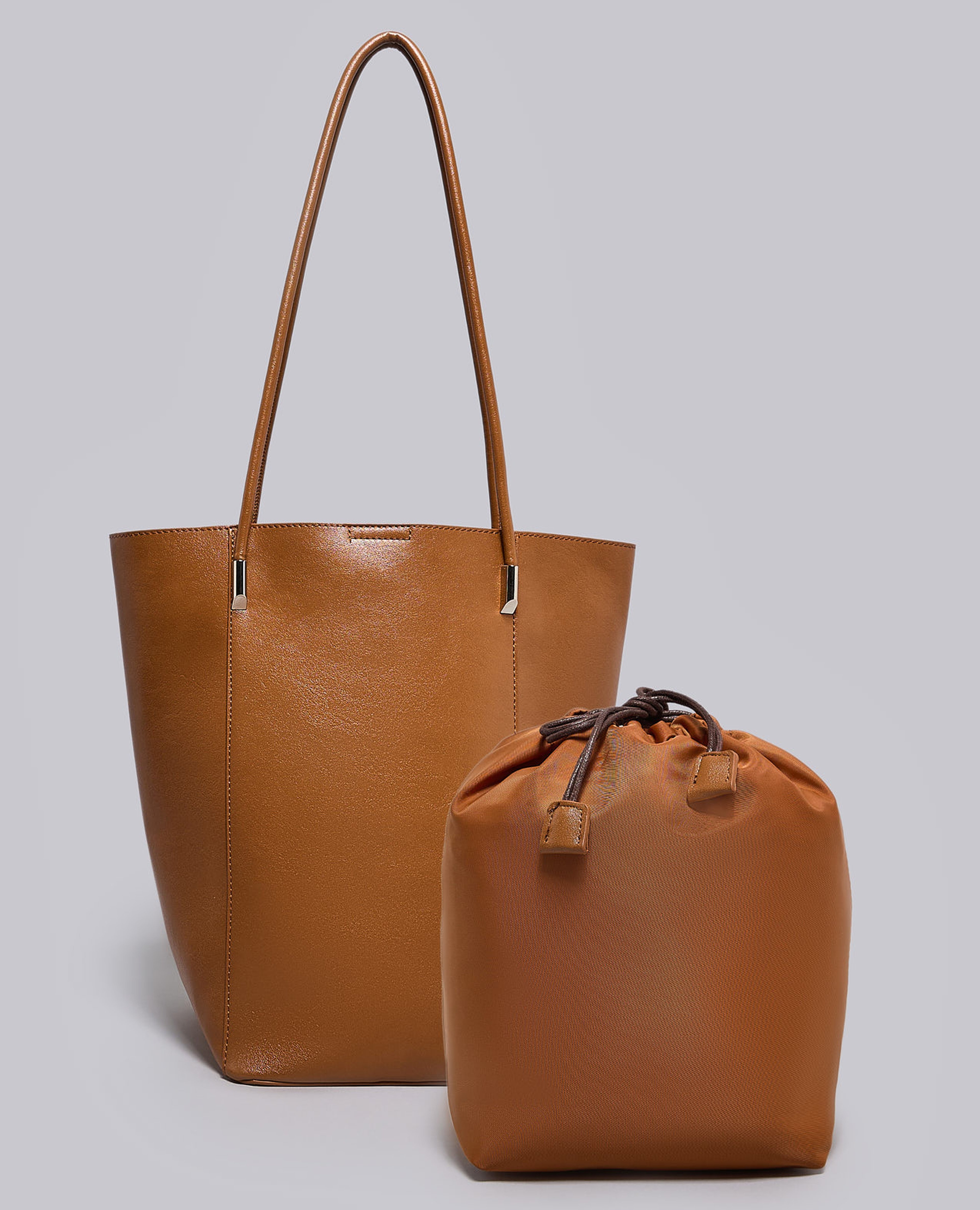 Textured Shoulder Bag with Drawstring Pouch