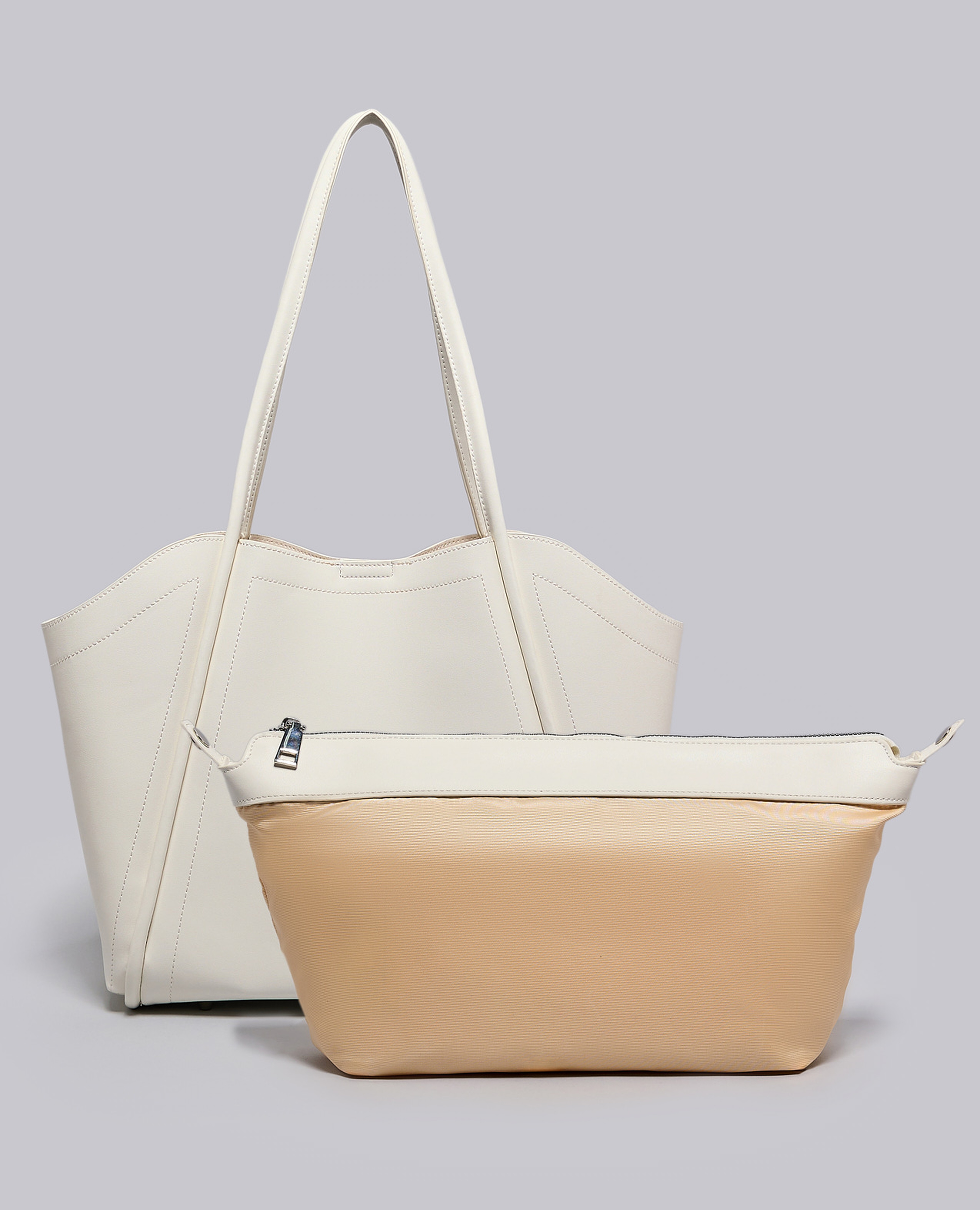 Textured Shoulder Bag with Pouch