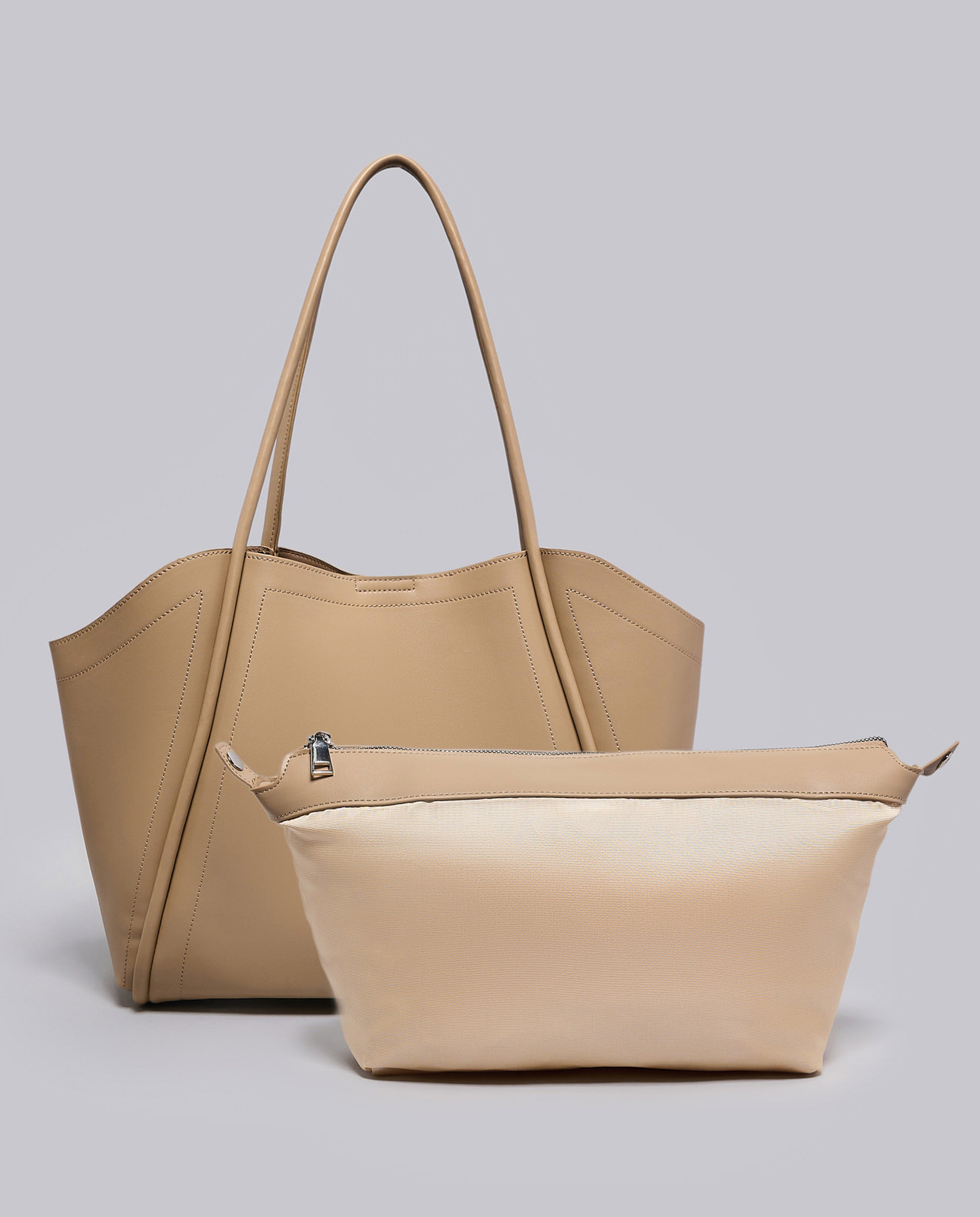 Textured Shoulder Bag with Pouch