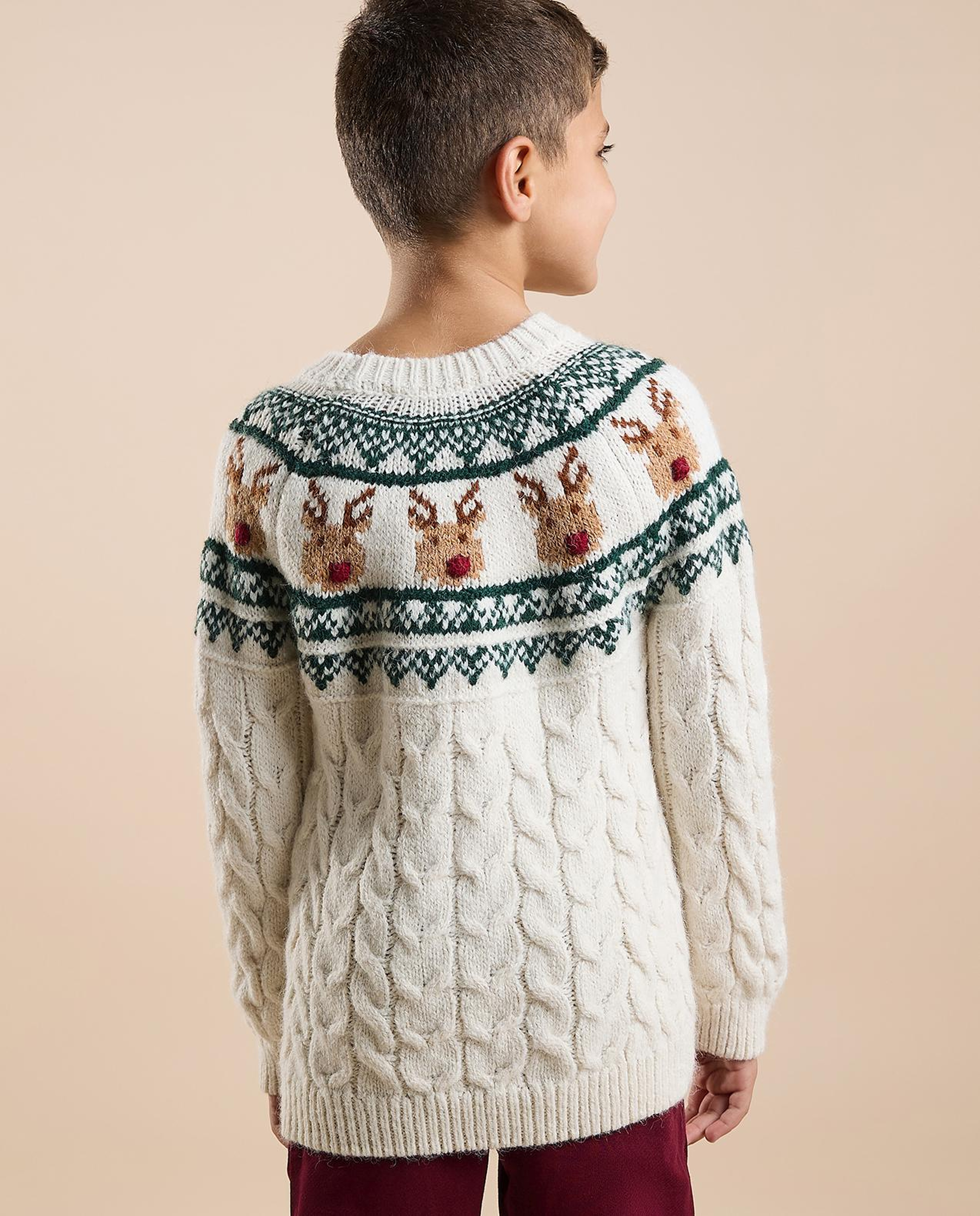 Patterned Sweater with Crew Neck and Long Sleeves