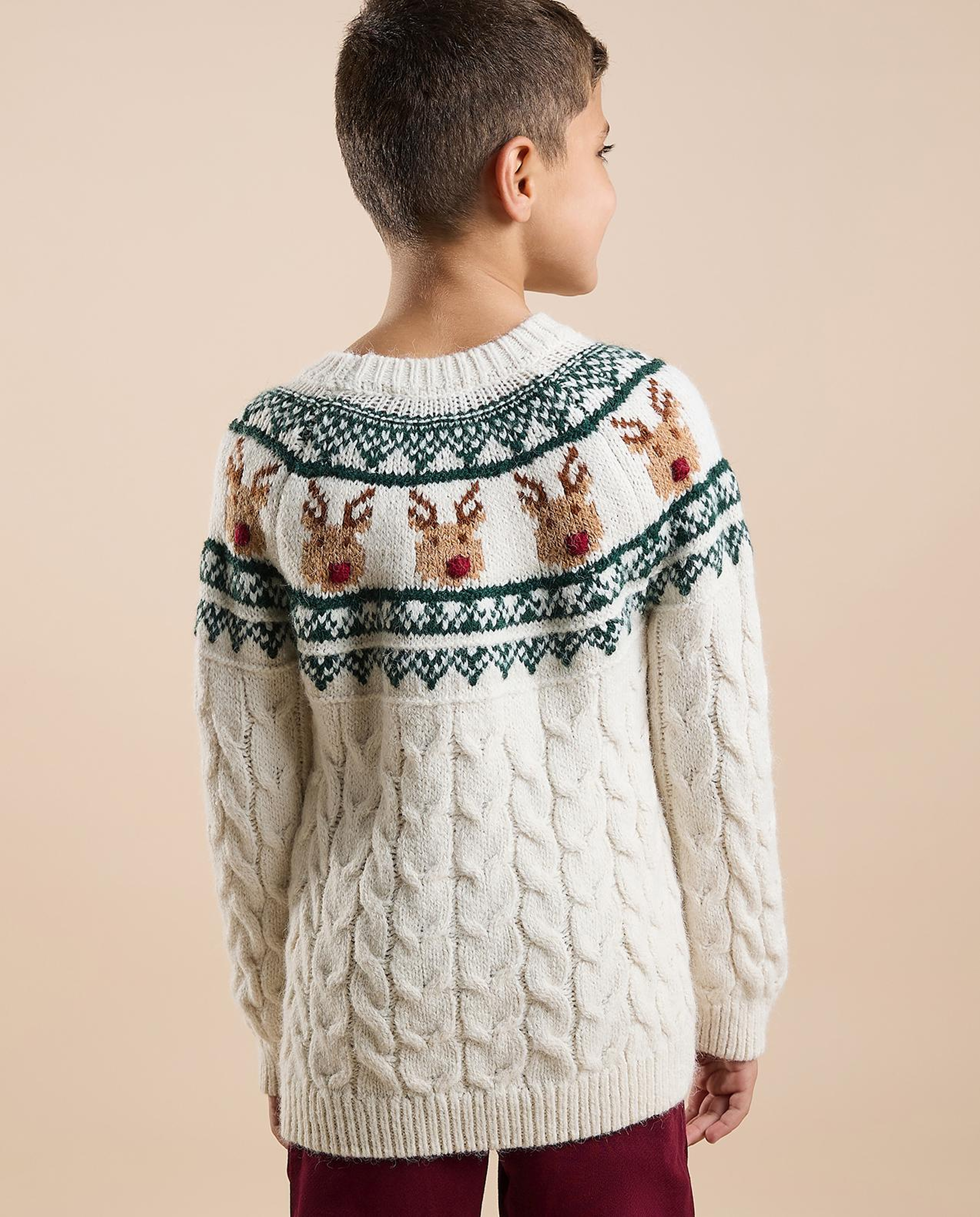 Patterned Sweater with Crew Neck and Long Sleeves