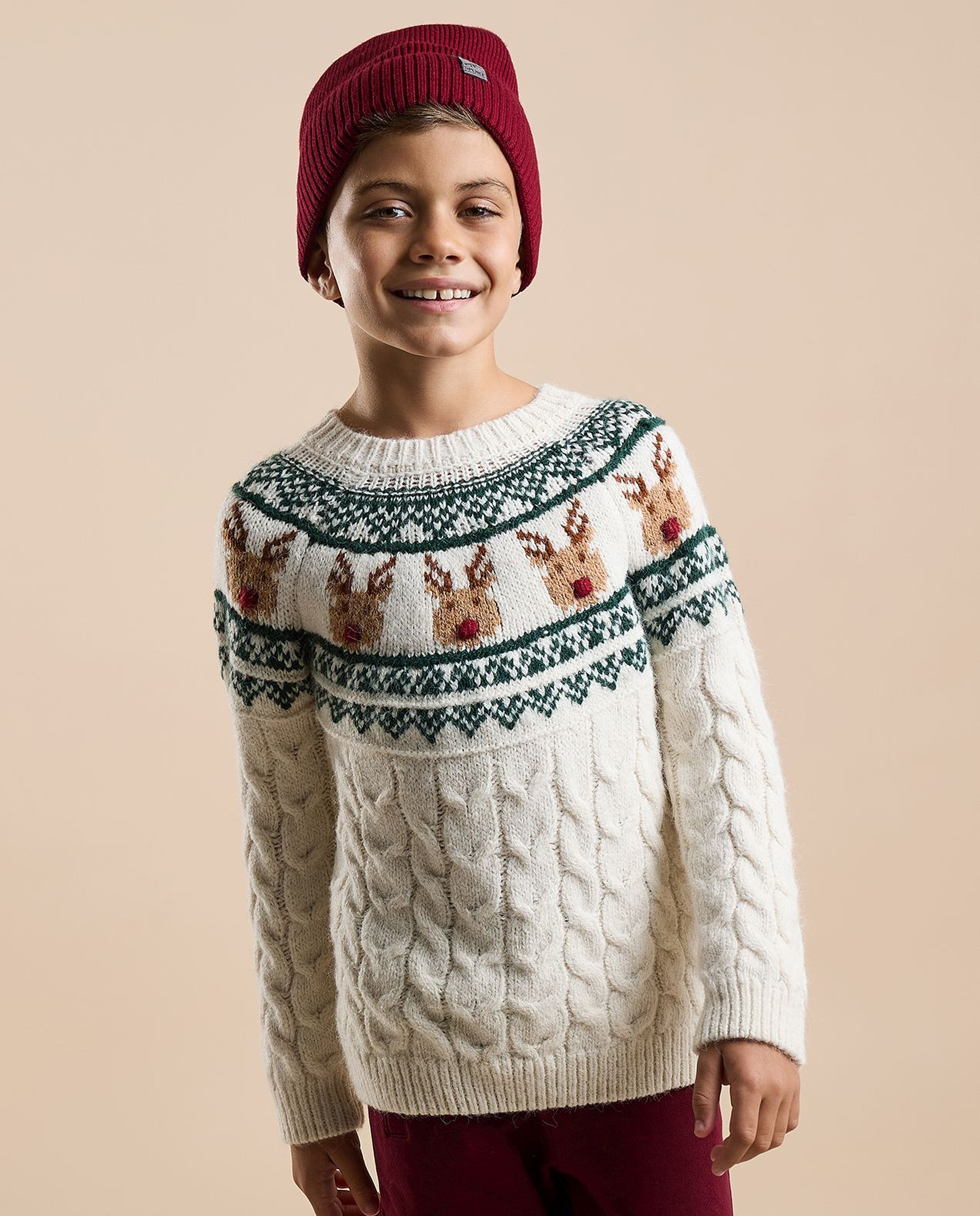 Patterned Sweater with Crew Neck and Long Sleeves