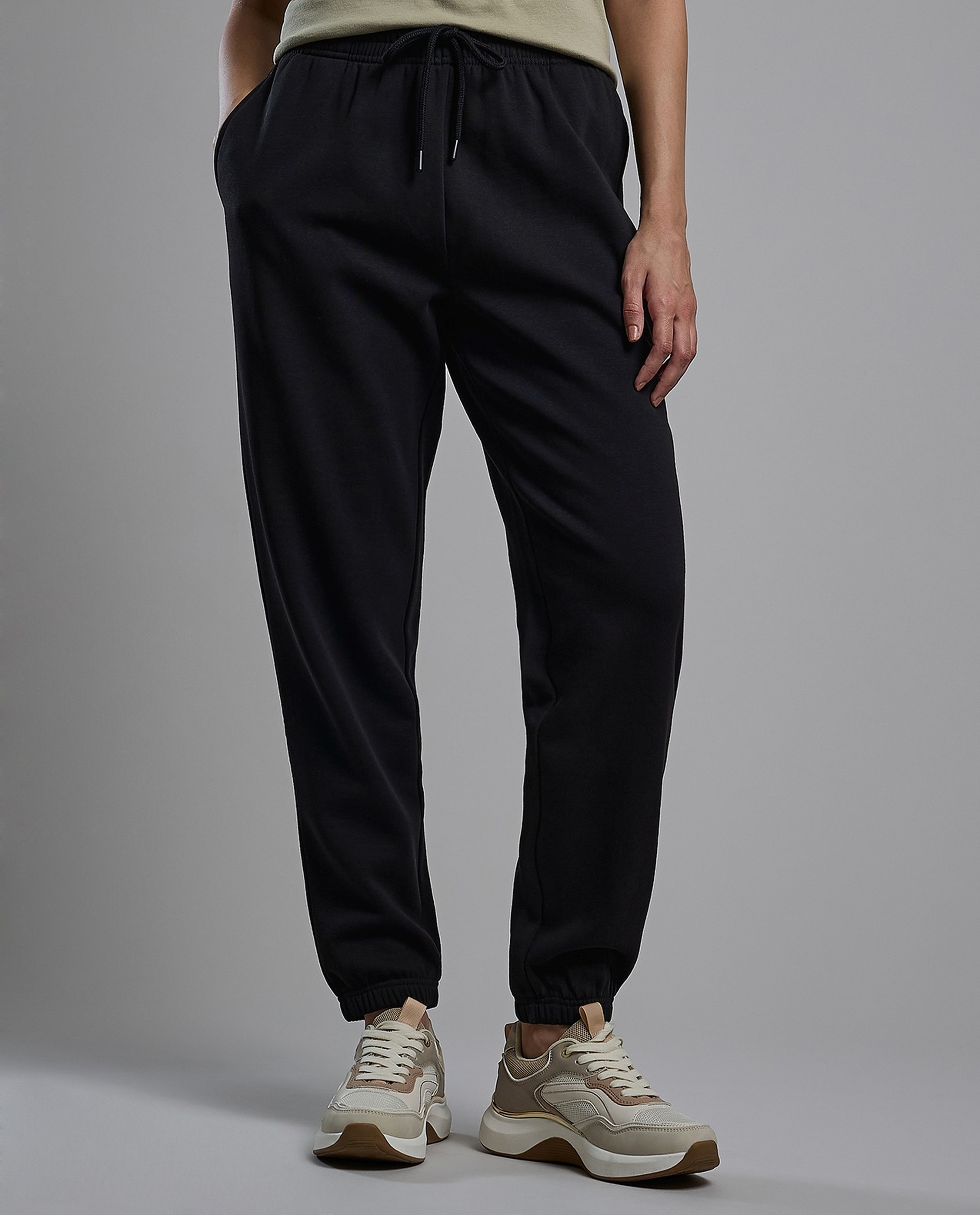 Solid Joggers with Drawstring Waist