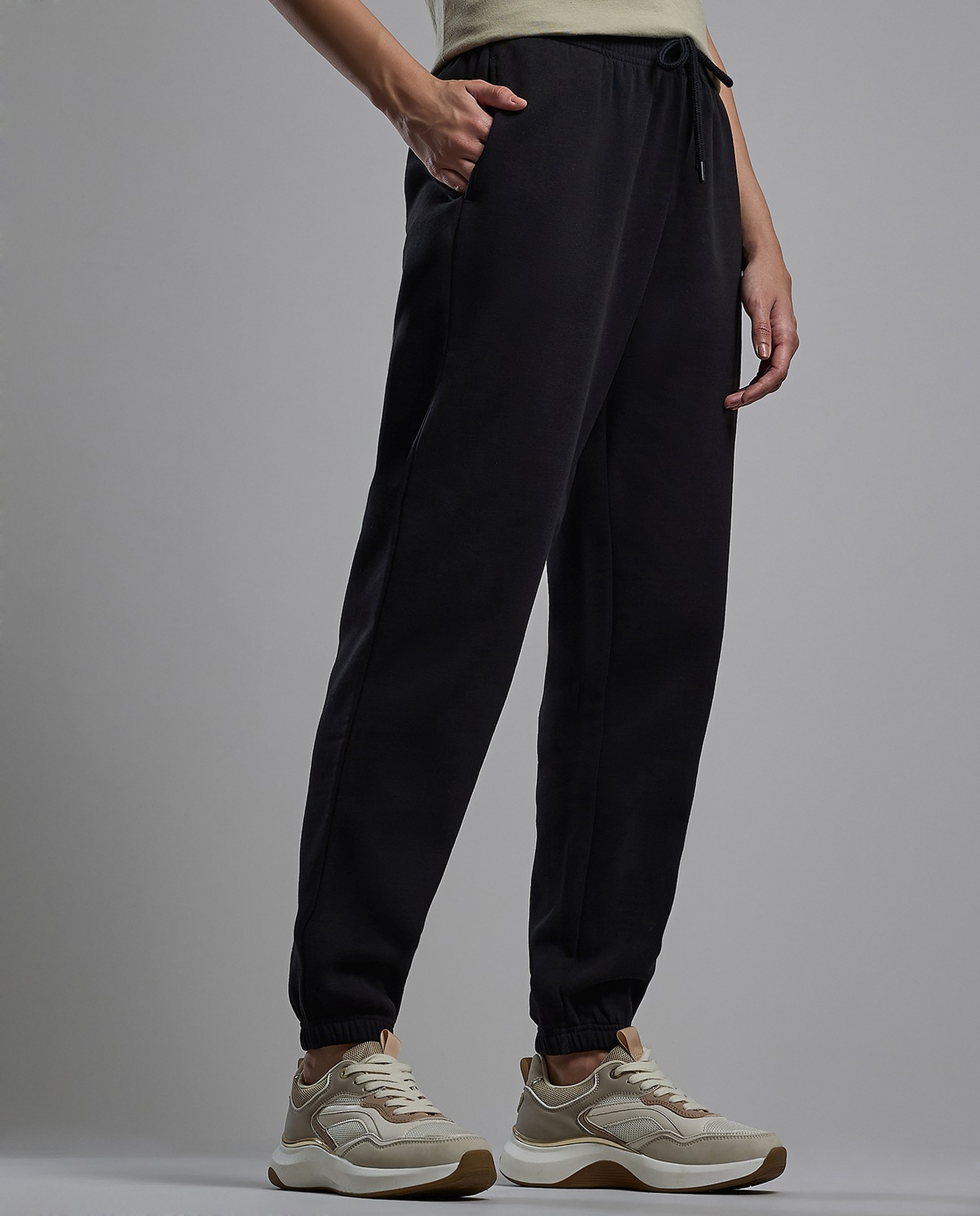 Solid Joggers with Drawstring Waist