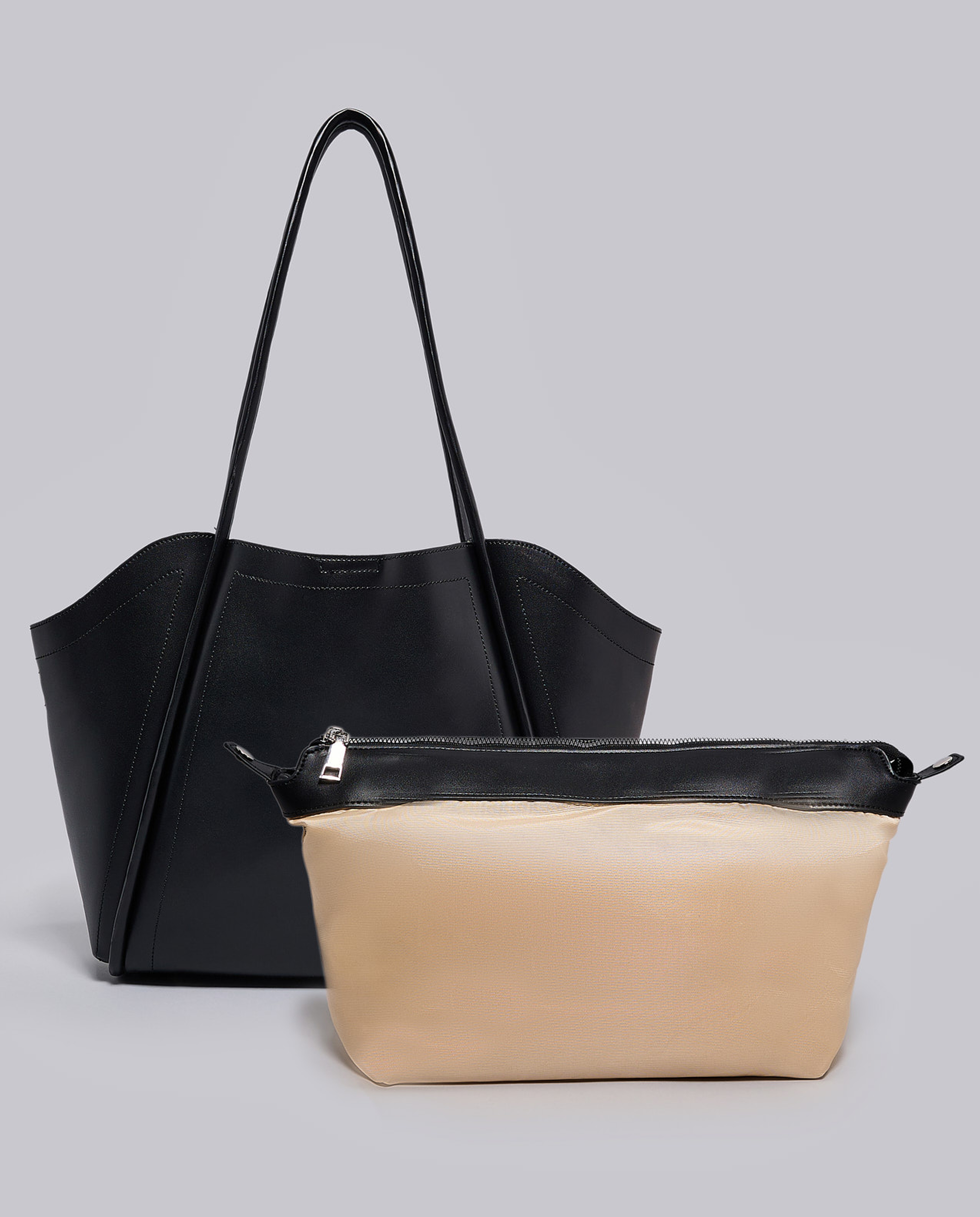 Textured Shoulder Bag with Pouch