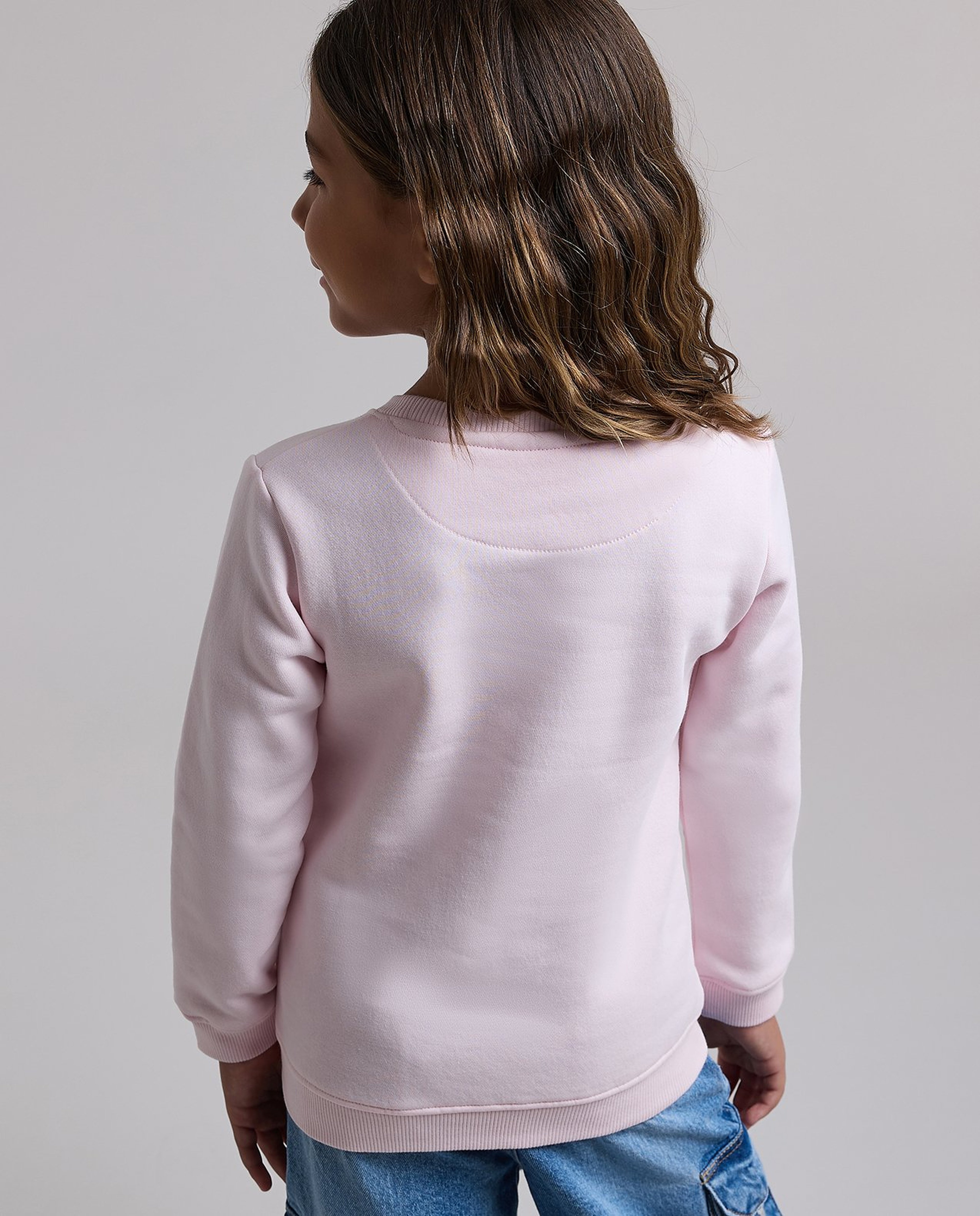 Stitch Print Sweatshirt with Crew Neck and Longs Sleeves