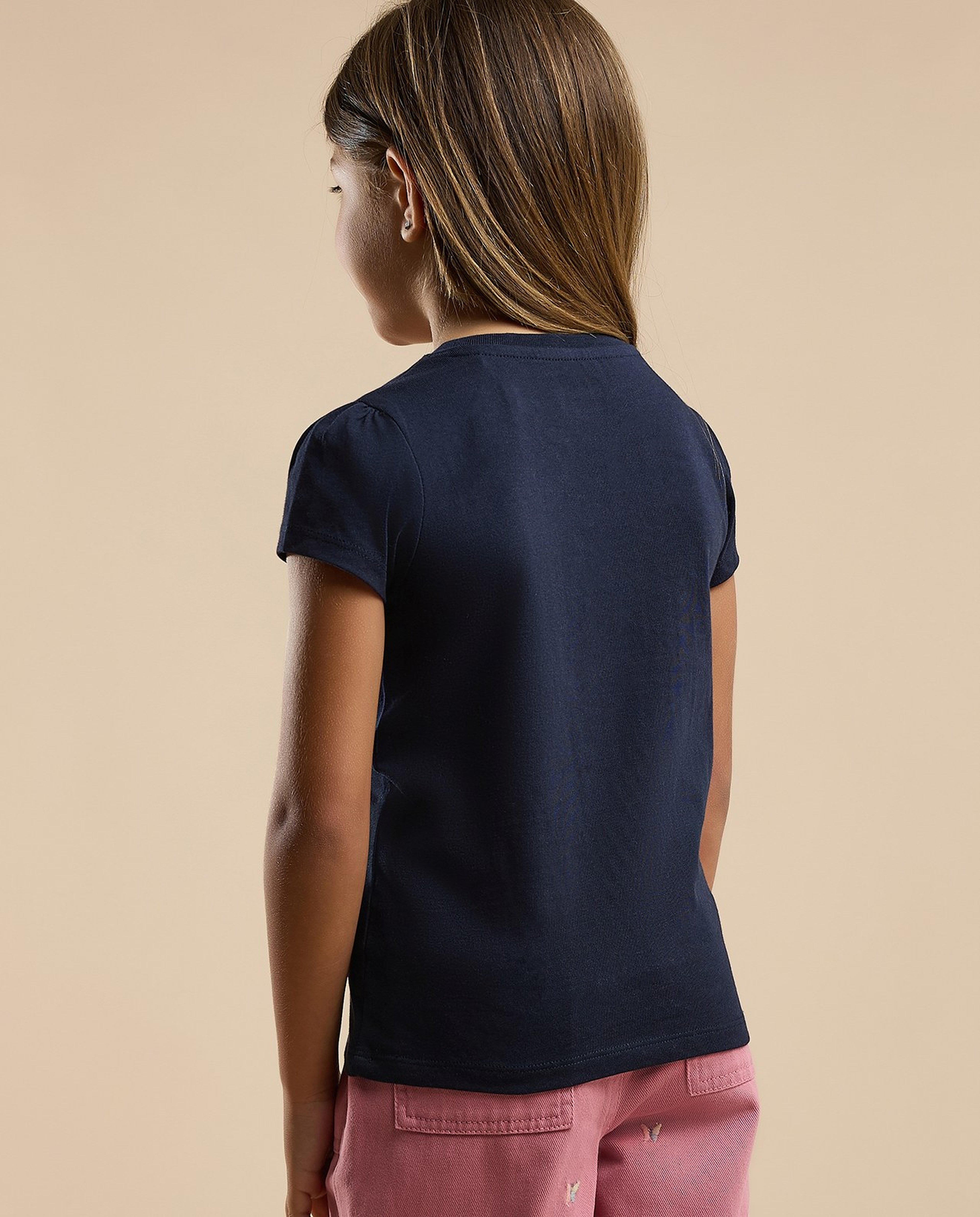 Typography Print T-Shirt with Crew Neck and Short Sleeves