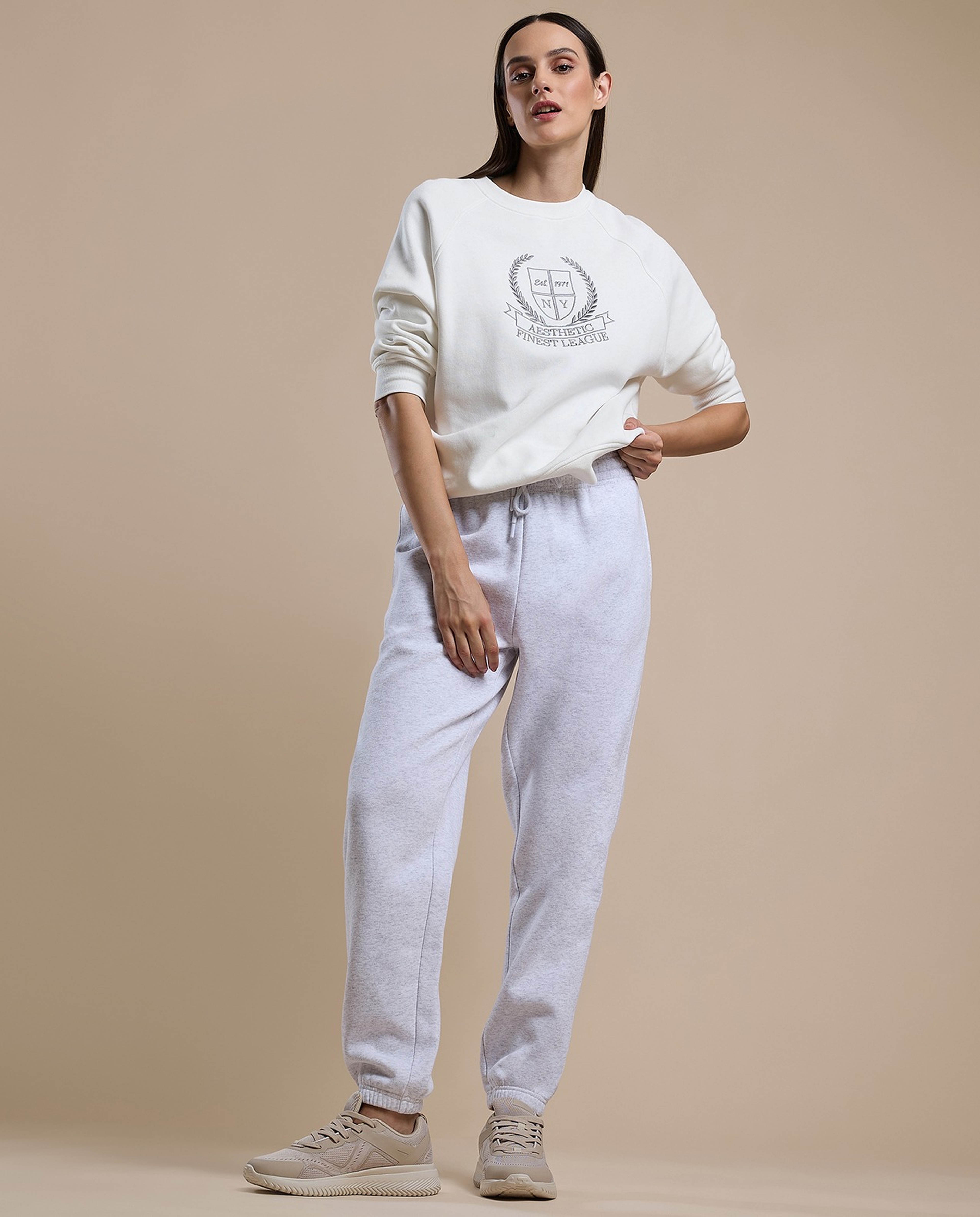 Solid Joggers with Drawstring Waist