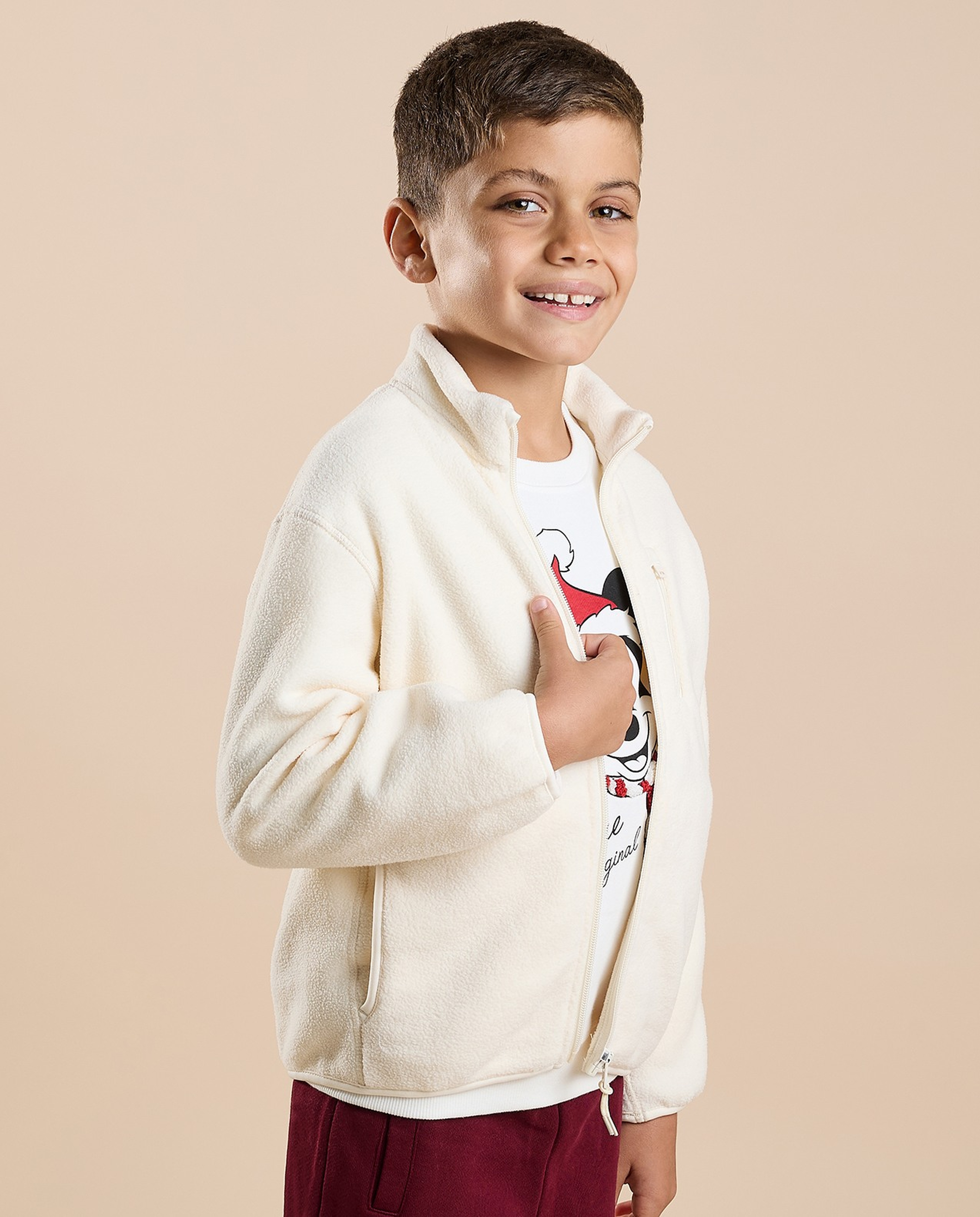 Textured Jacket with Zipper Closure