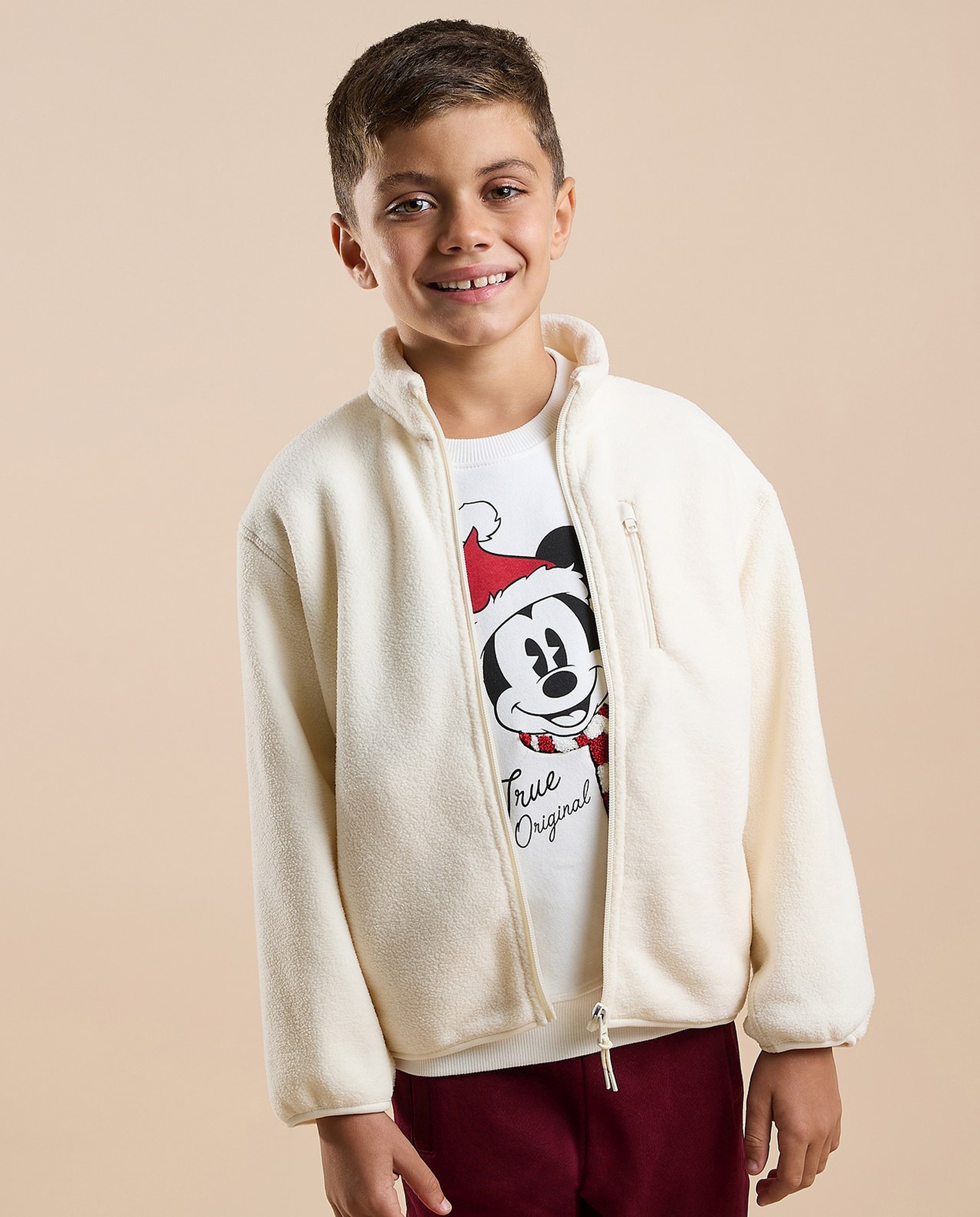 Textured Jacket with Zipper Closure