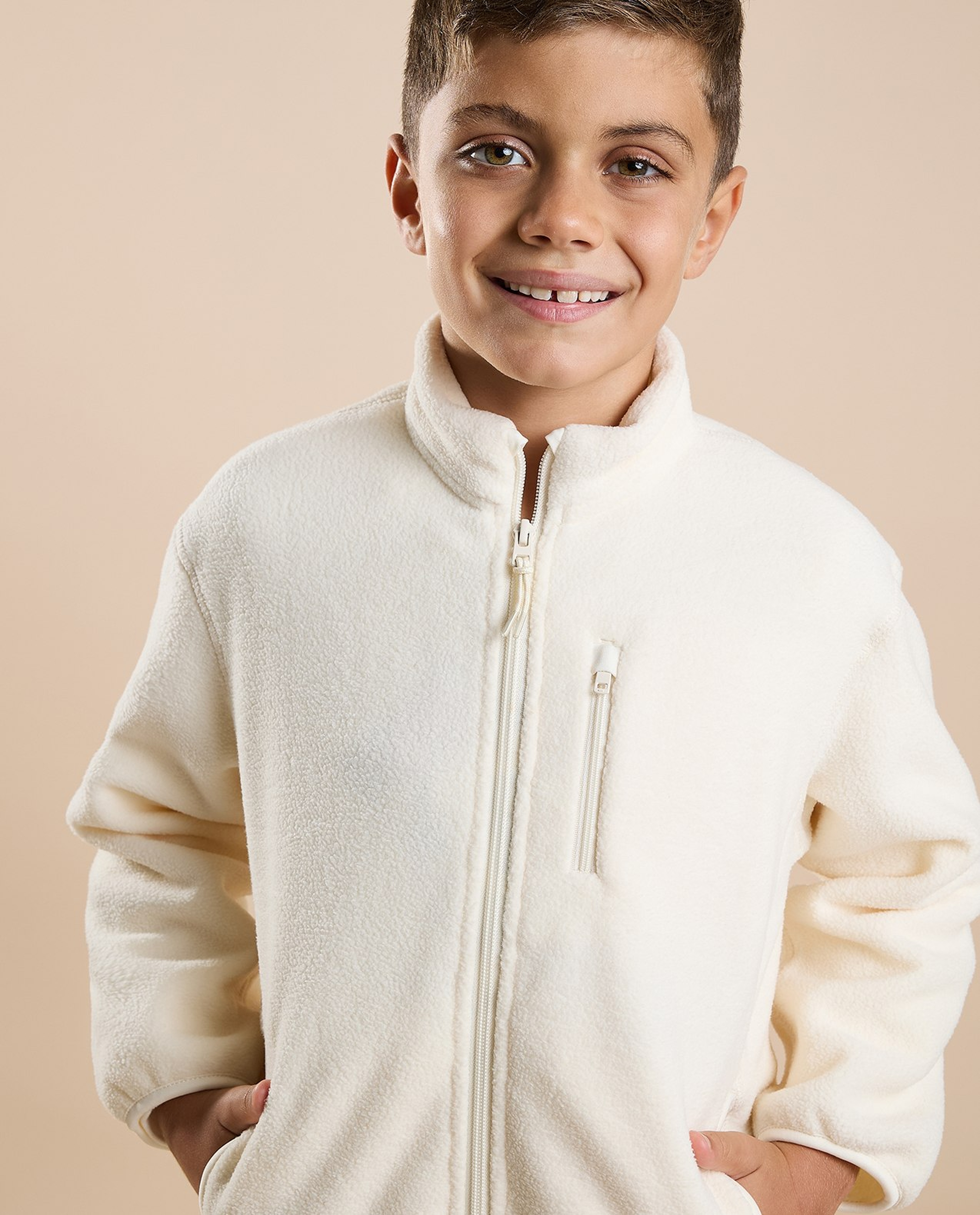 Textured Jacket with Zipper Closure