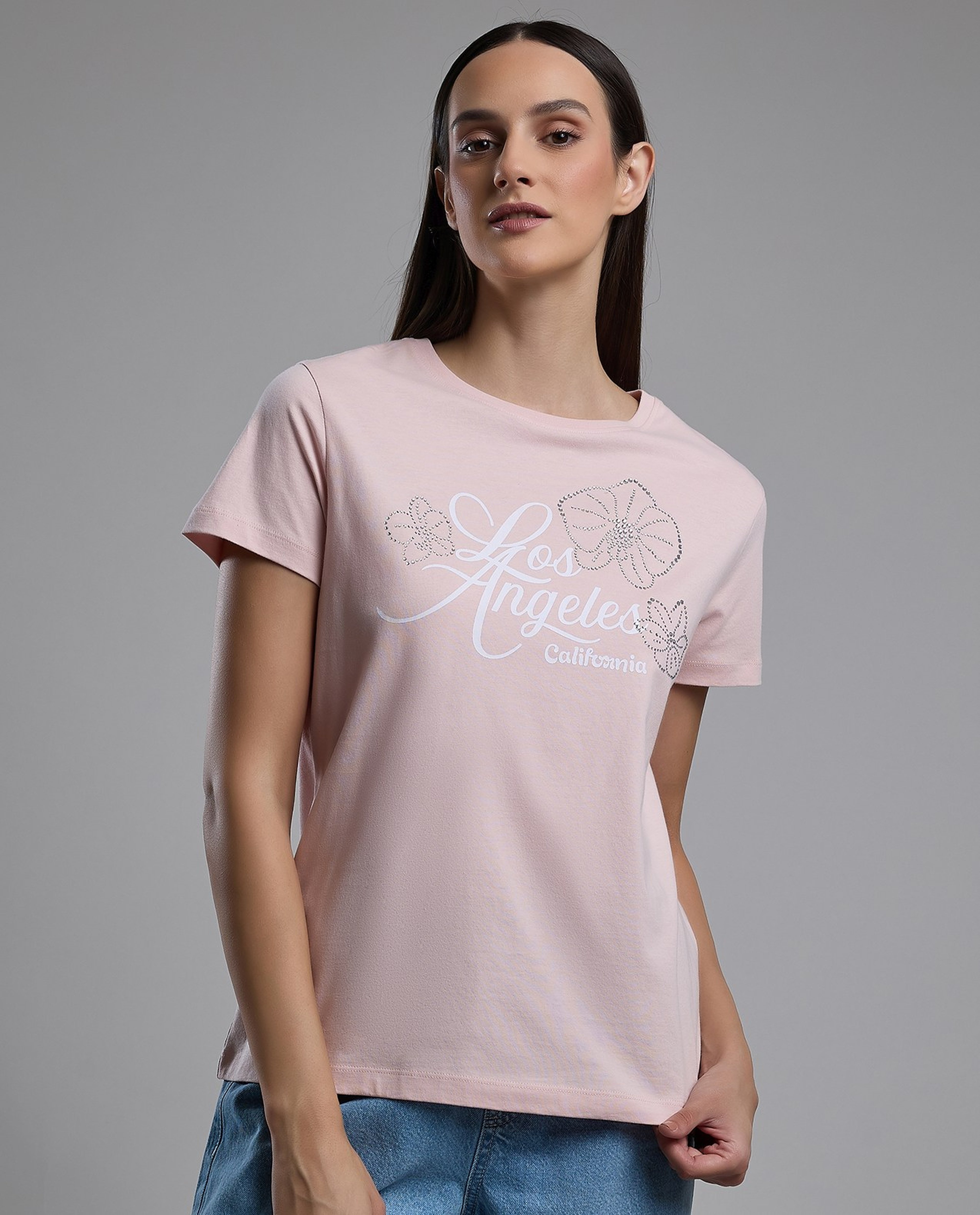 Printed T-Shirt with Crew Neck and Short Sleeves