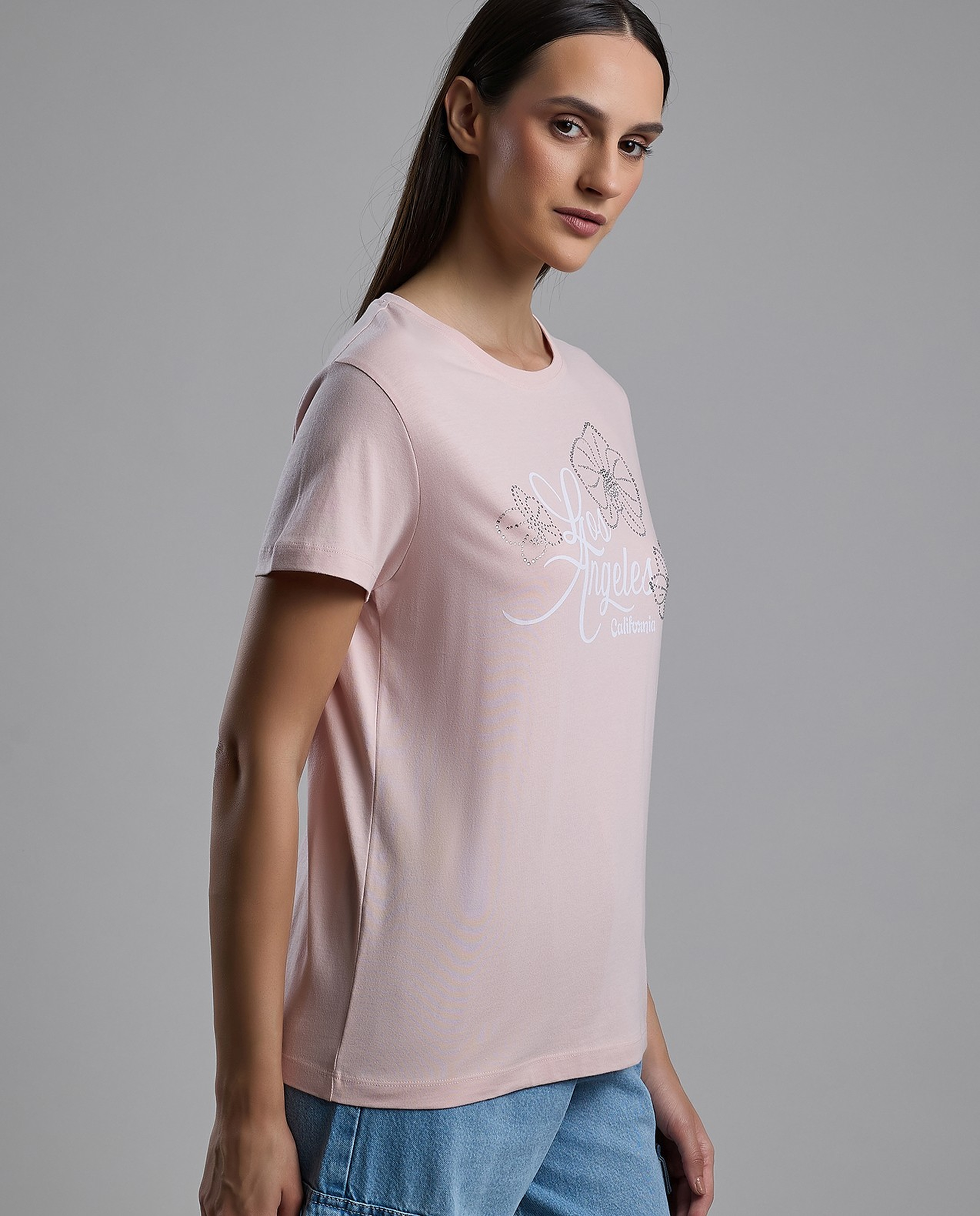 Printed T-Shirt with Crew Neck and Short Sleeves