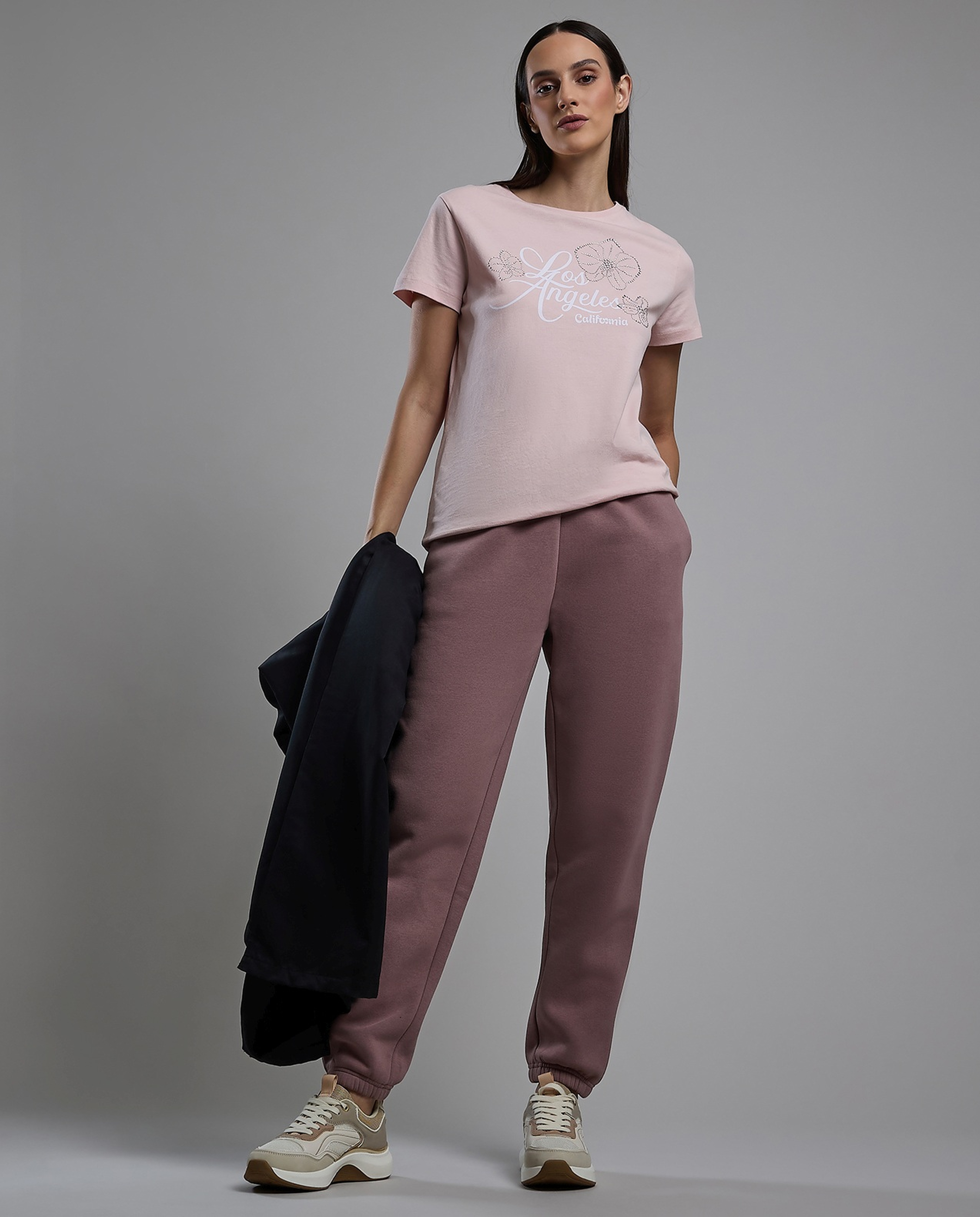 Solid Joggers with Drawstring Waist