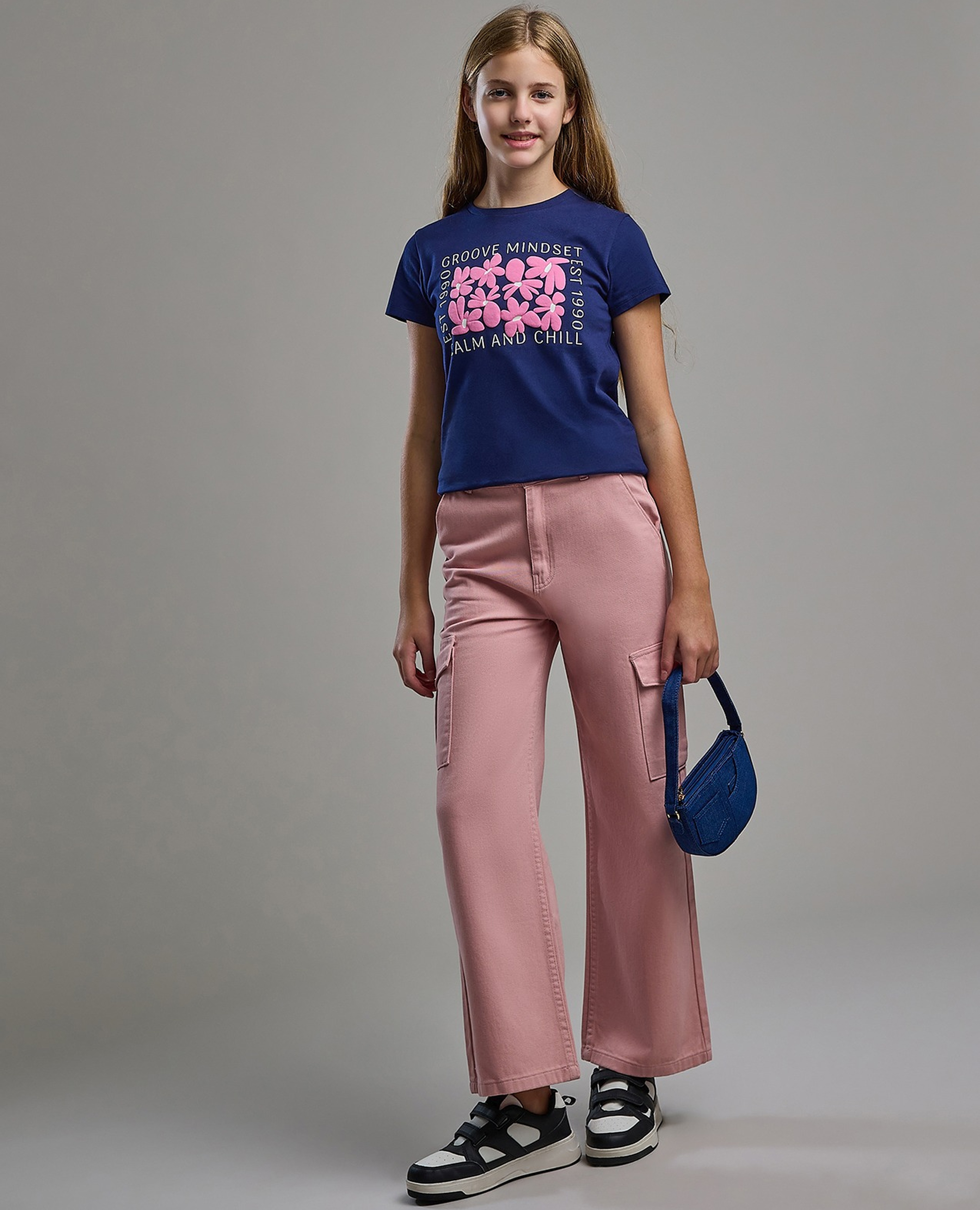 Solid Cargo Pants with Button Closure