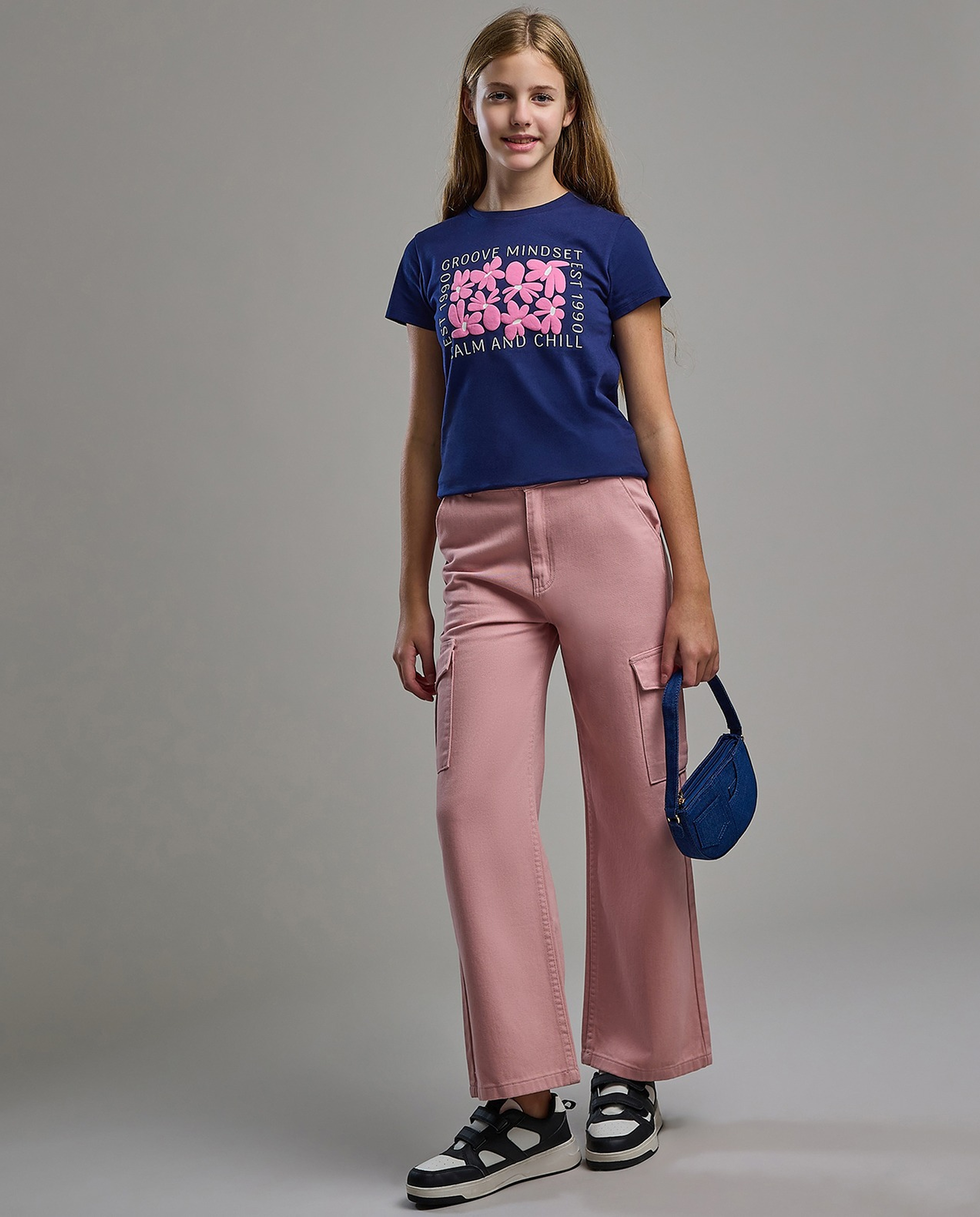 Solid Cargo Pants with Button Closure