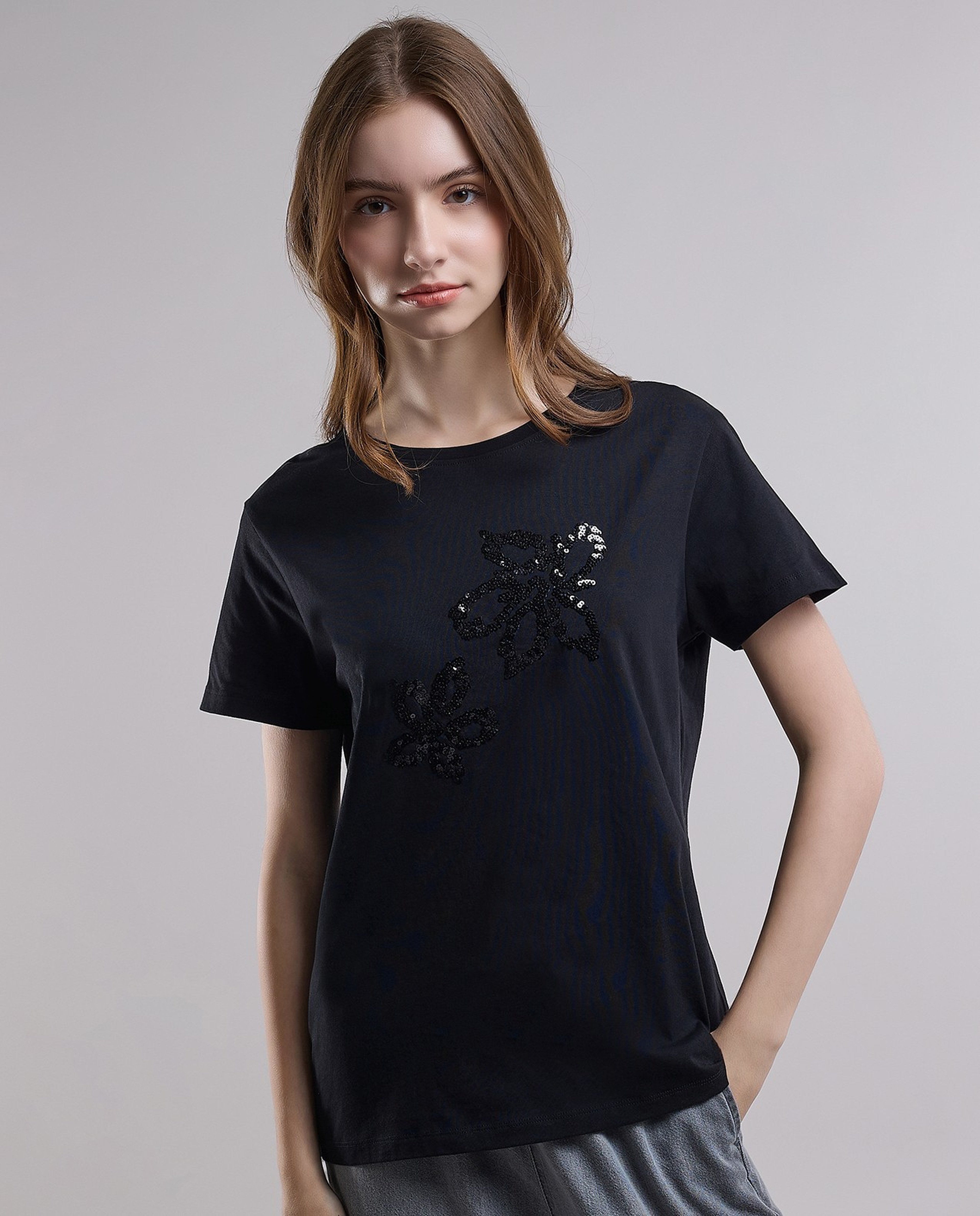 Printed T-Shirt with Crew Neck and Short Sleeves