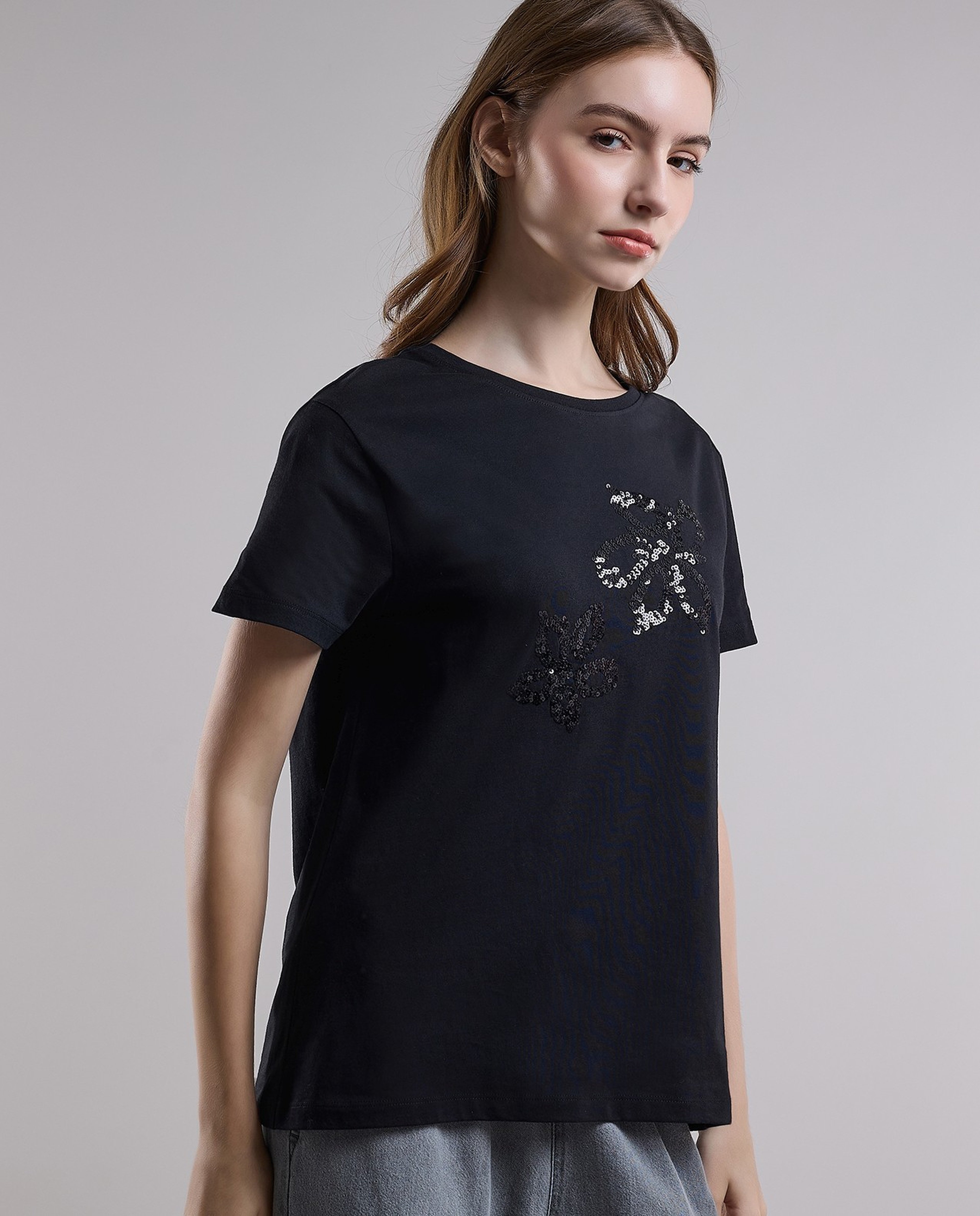 Printed T-Shirt with Crew Neck and Short Sleeves