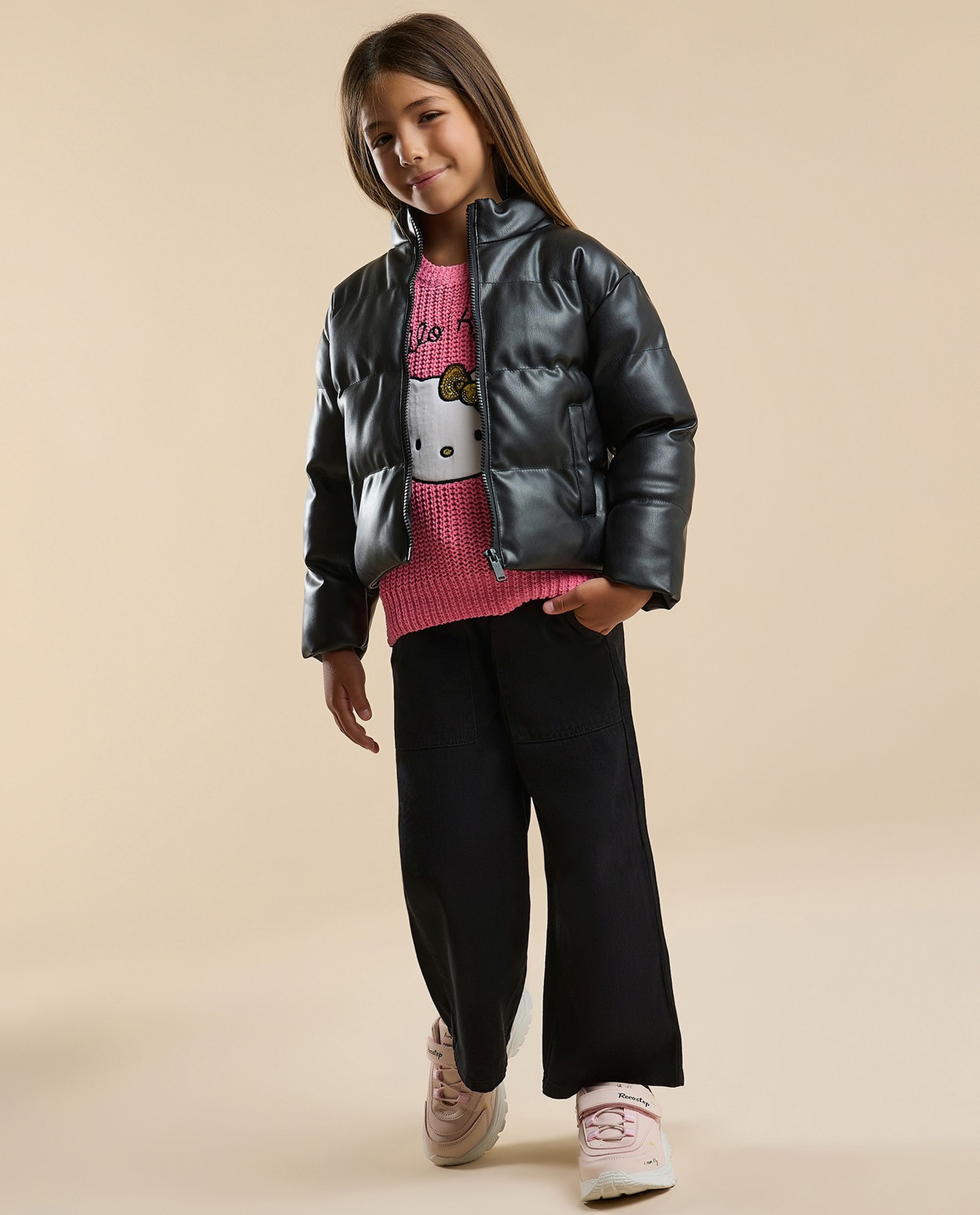 Quilted Puffer Jacket with Zipper Closure