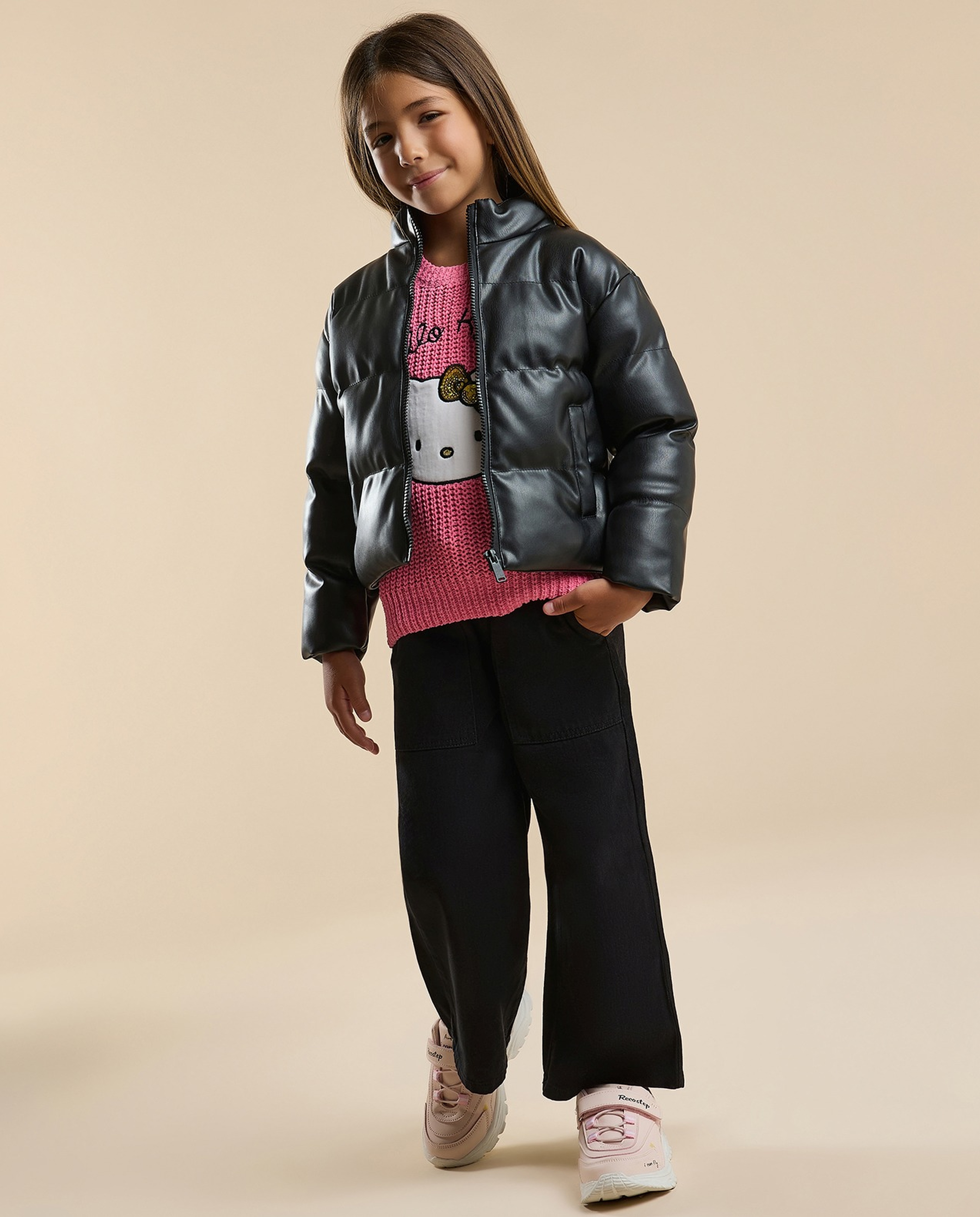 Quilted Puffer Jacket with Zipper Closure