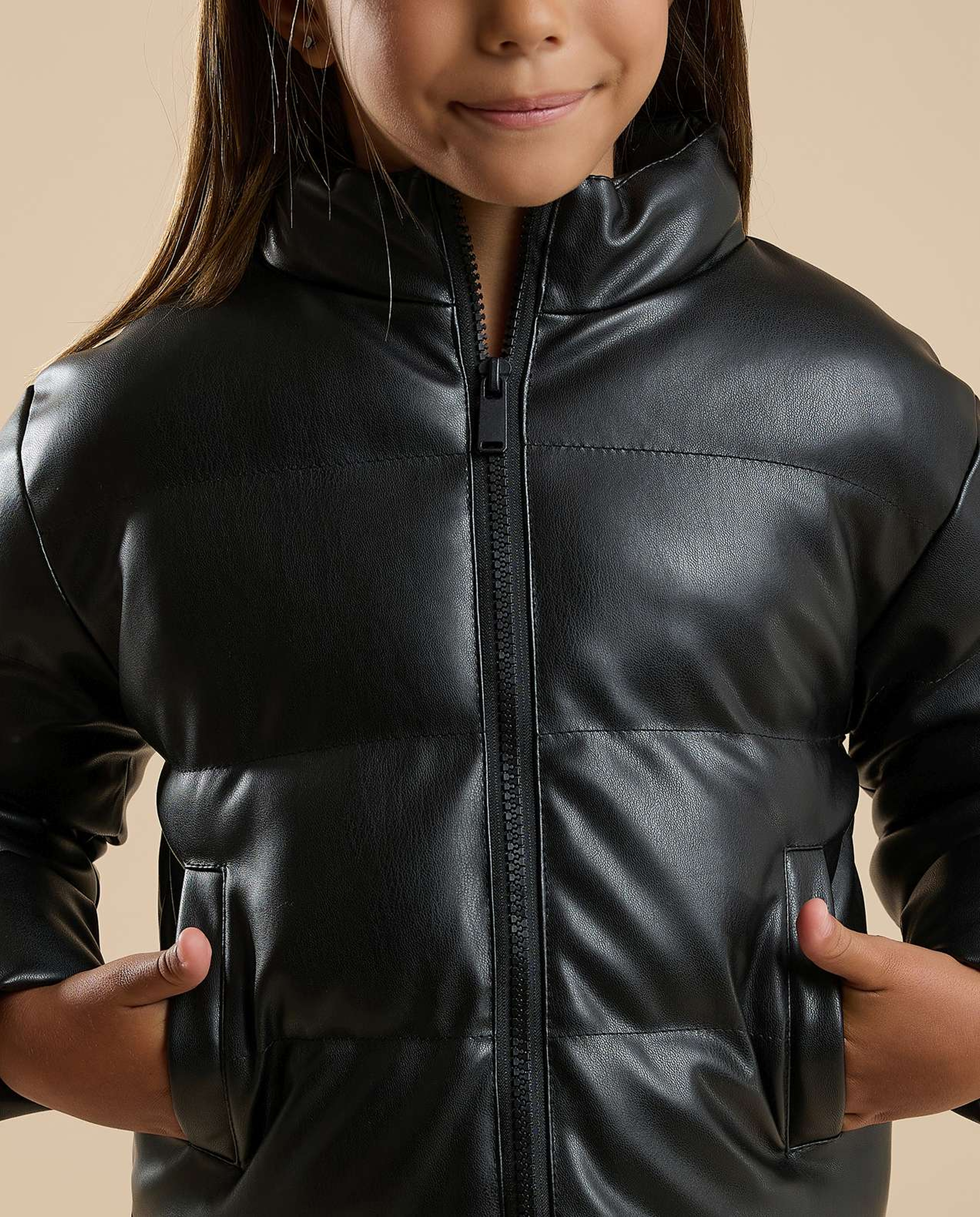 Quilted Puffer Jacket with Zipper Closure